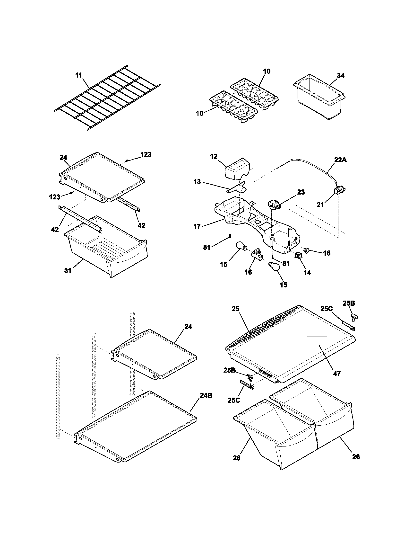 Kenmore 25364853400 shelves diagram