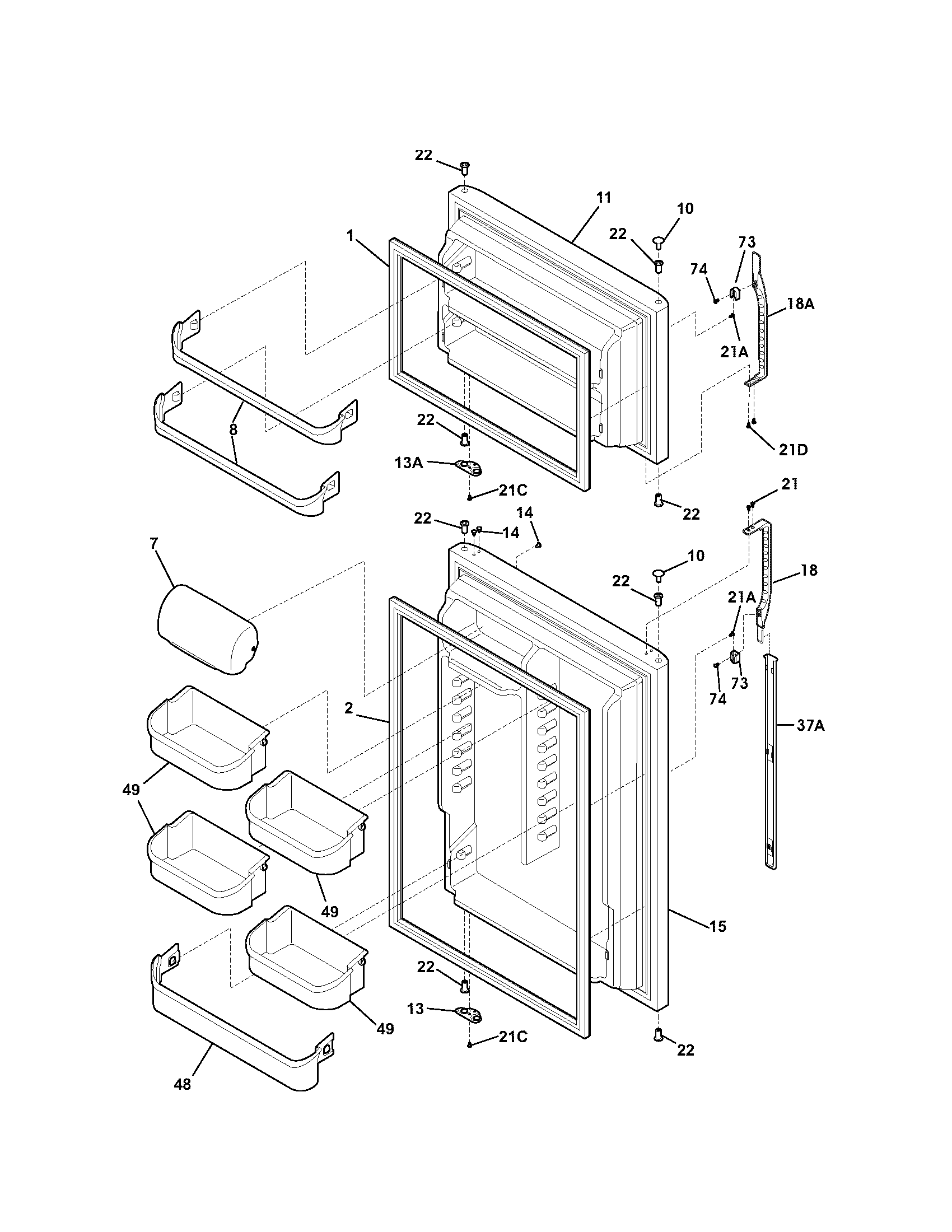 Kenmore 25374863400 door diagram