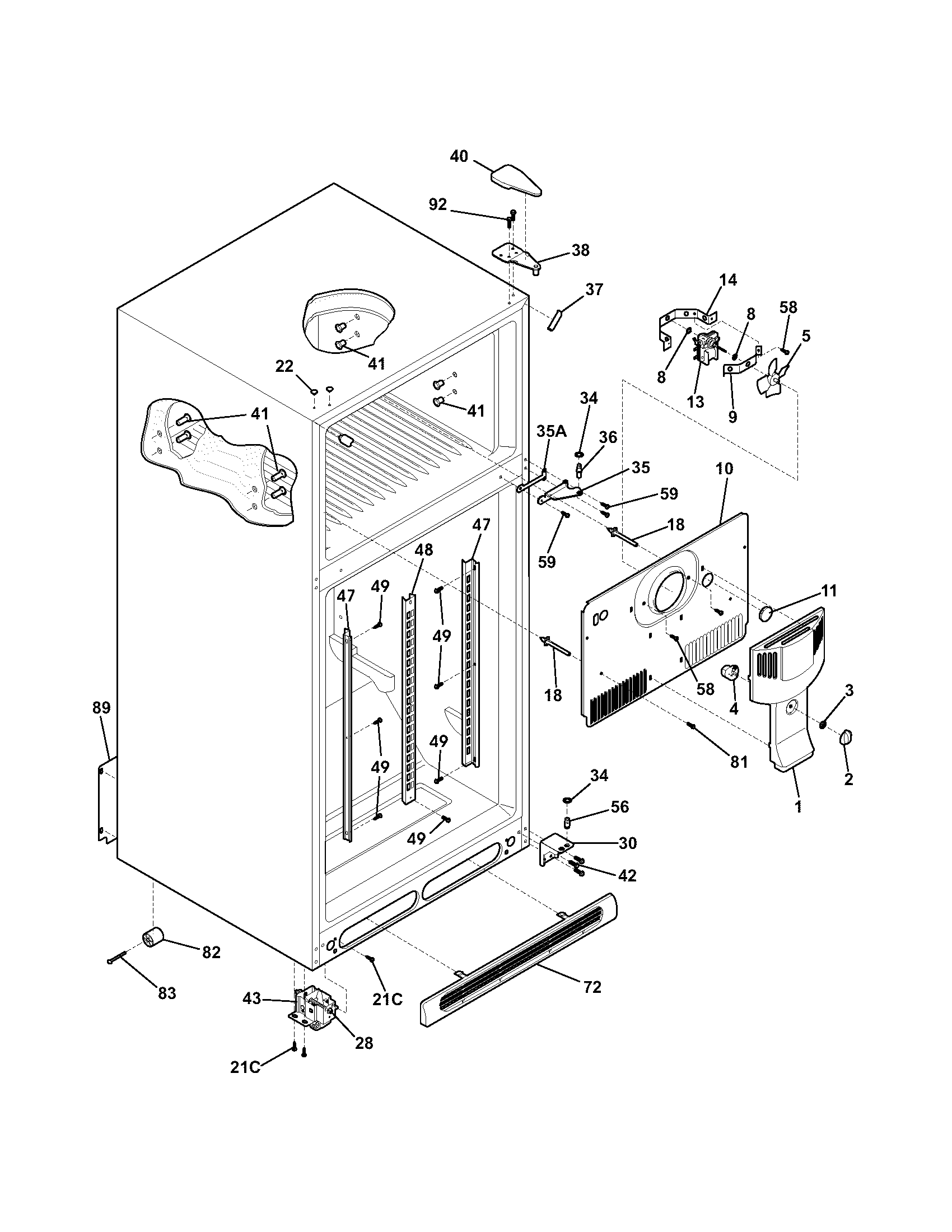 Kenmore 25374870400 cabinet diagram