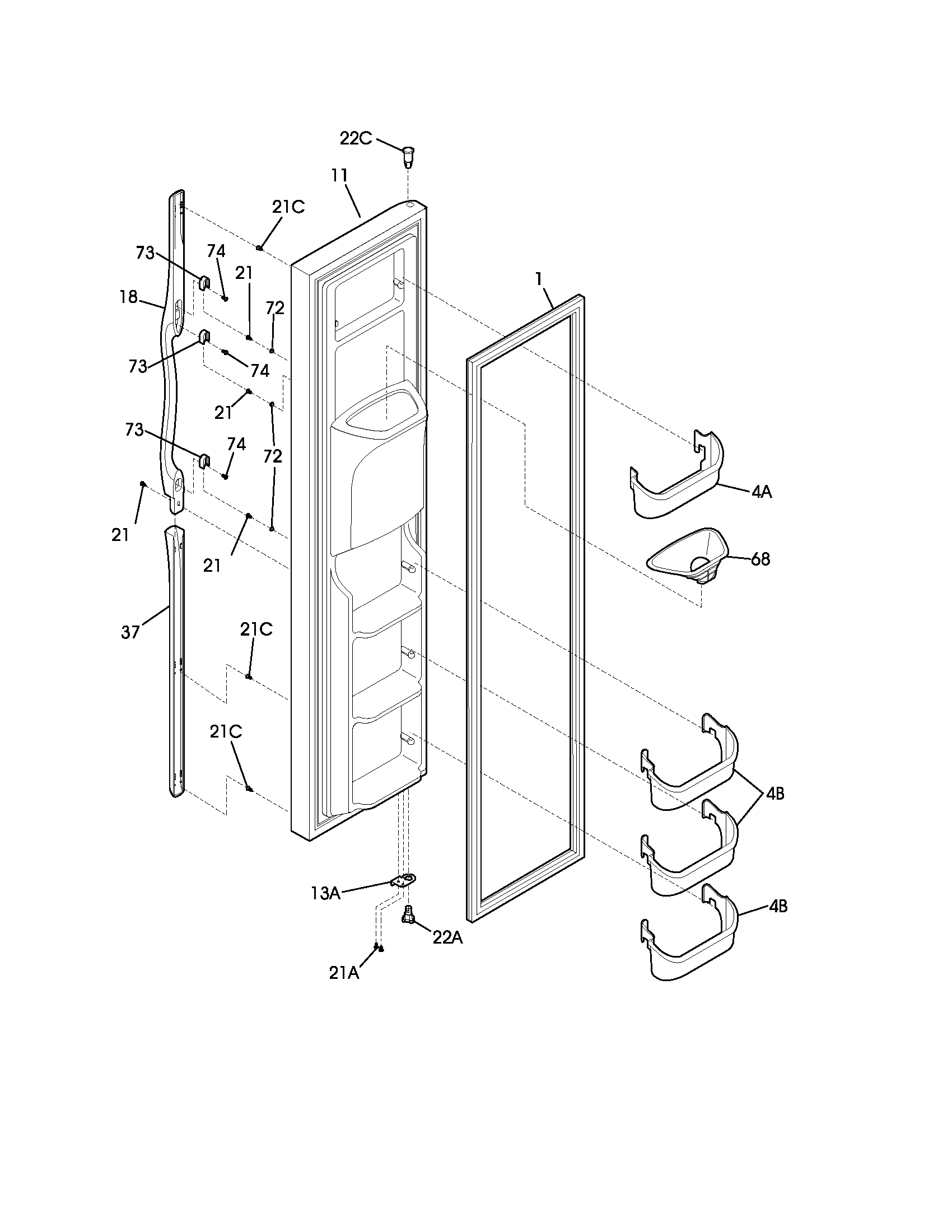 Frigidaire GS26HSZCW4 freezer door diagram