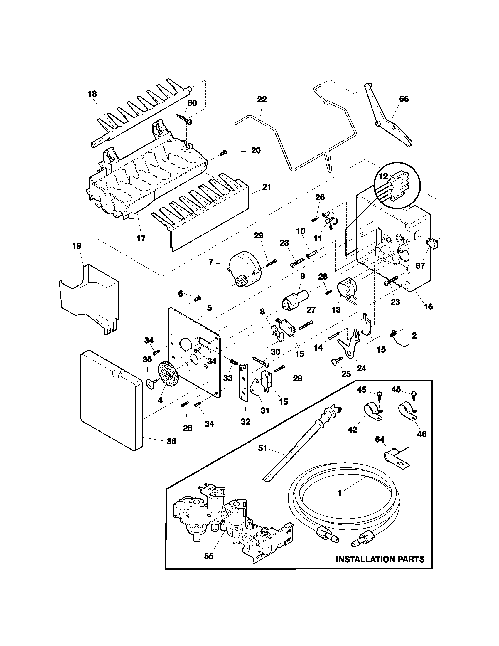 Kenmore Elite 25344303400 ice maker diagram