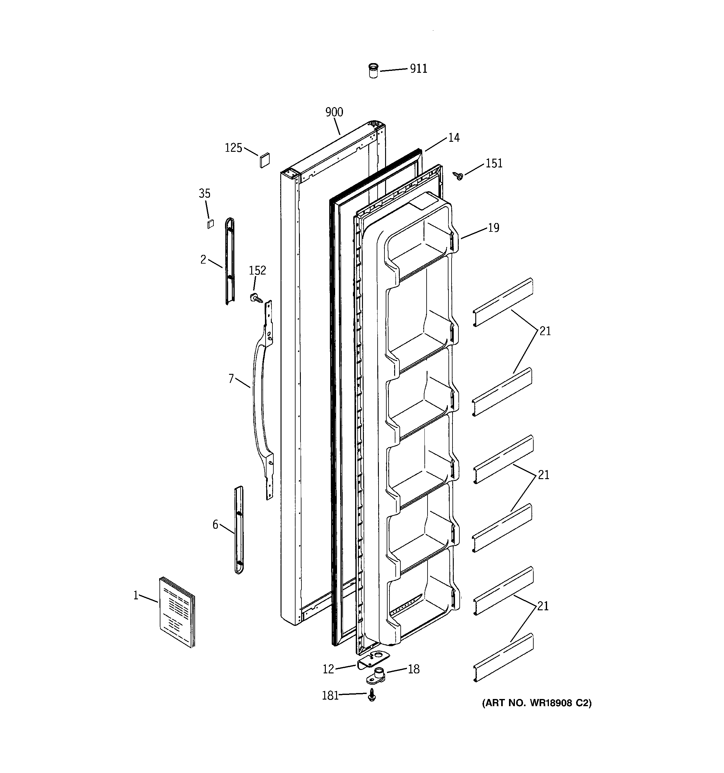 RCA RSG20IBMCFWW freezer door diagram