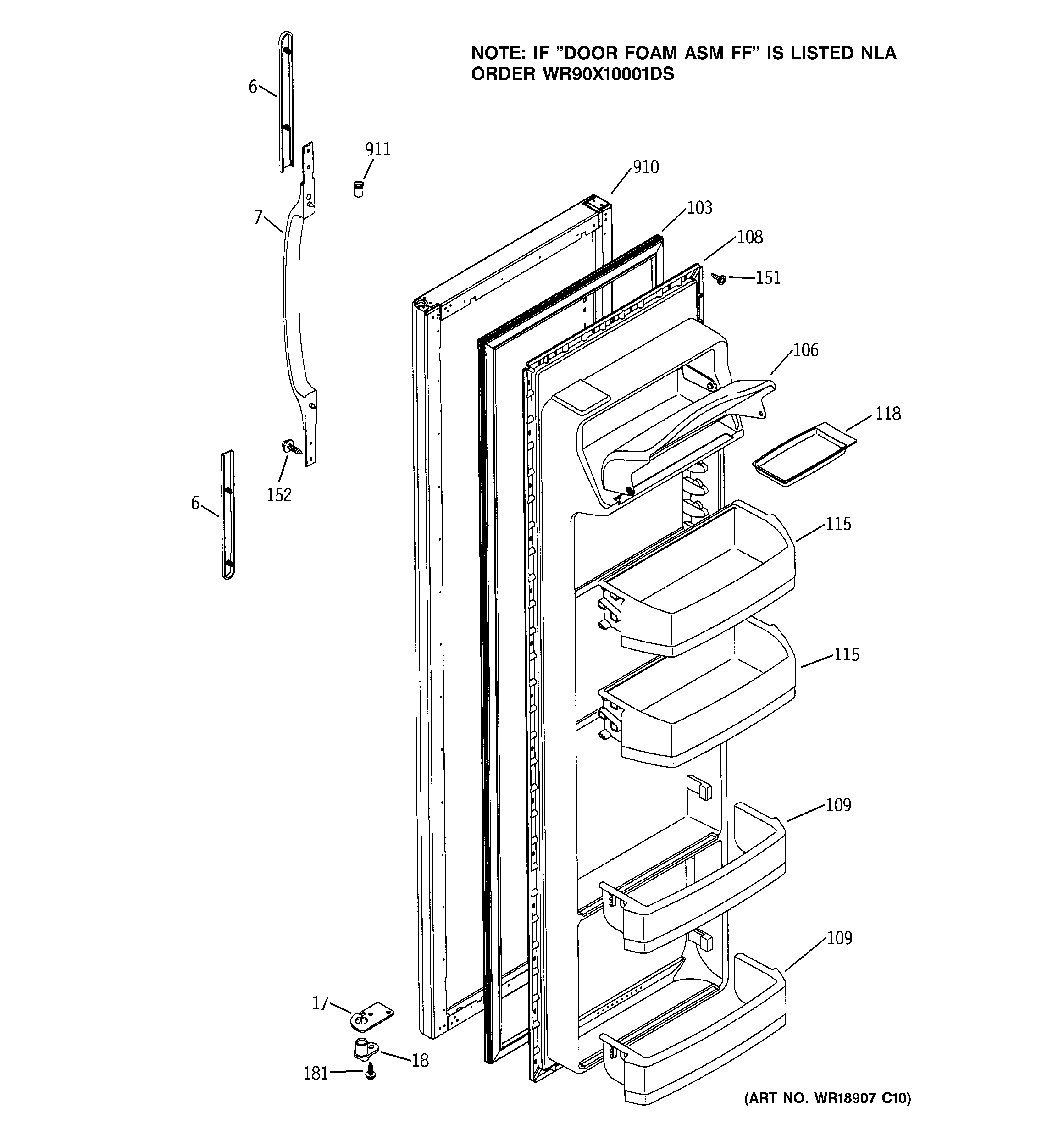 RCA RSG20IBMCFWW fresh food door diagram