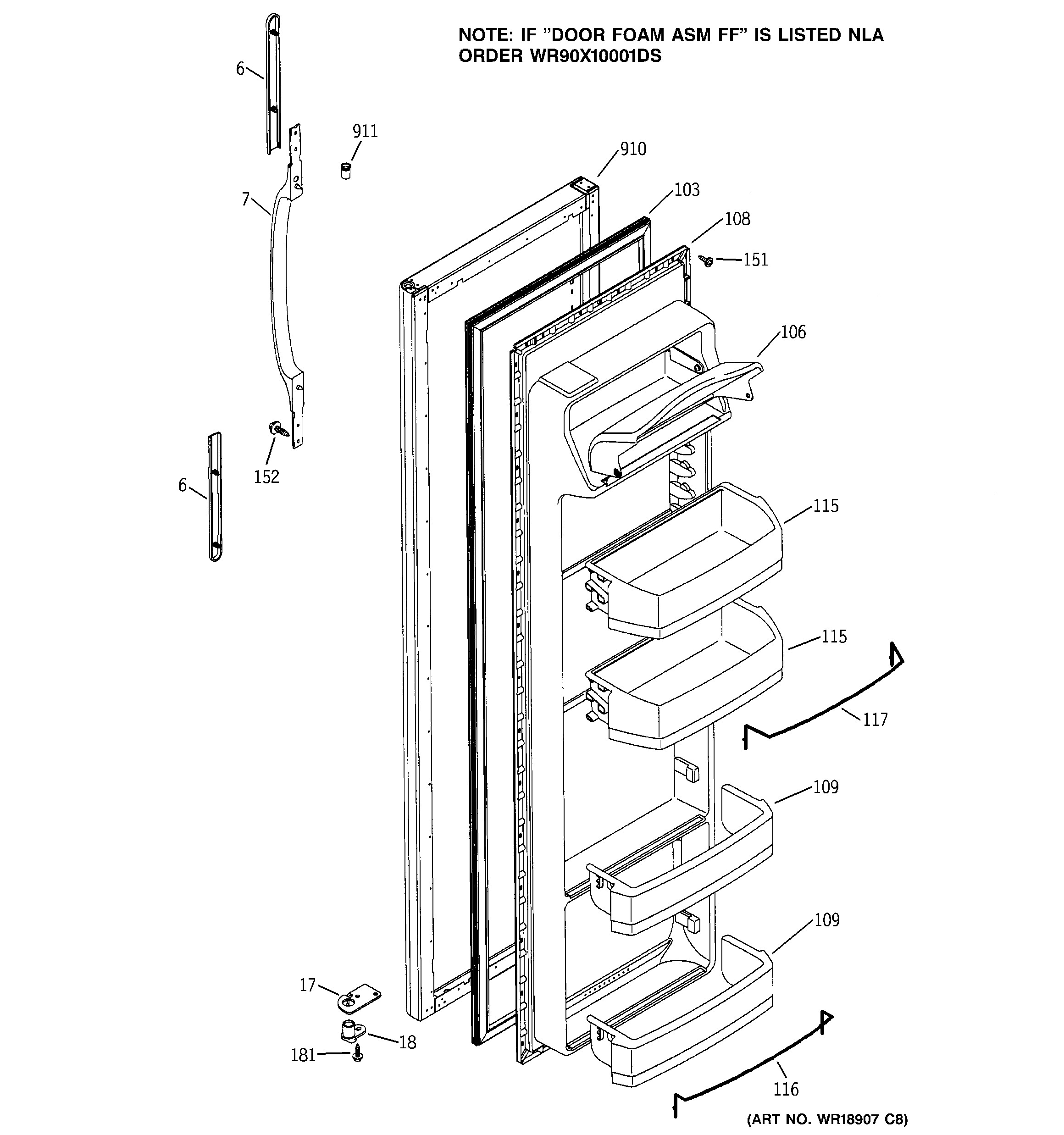 RCA RSG25IEMCFWW fresh food door diagram