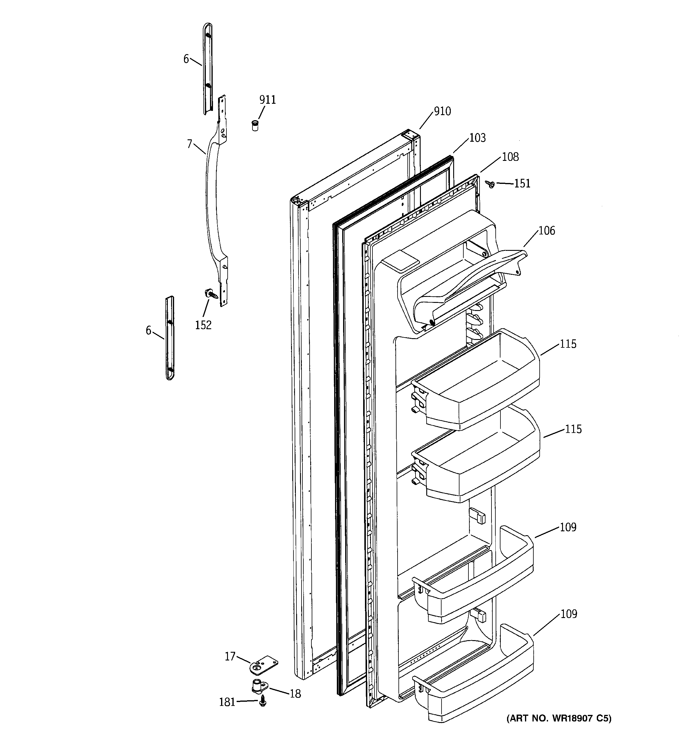 RCA RSG20IDMCFWW fresh food door diagram