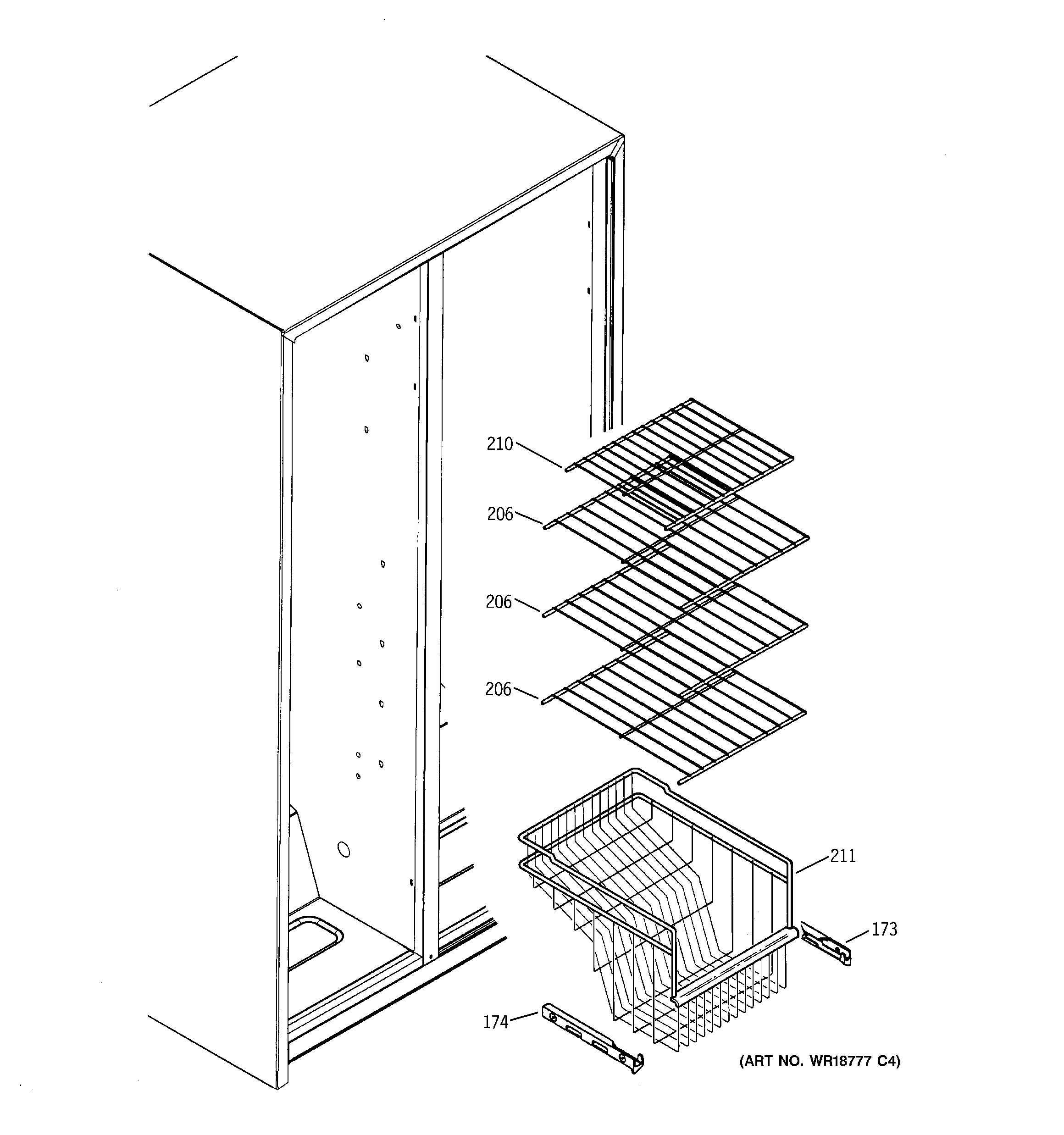RCA RSG20IDMCFWW freezer shelves diagram