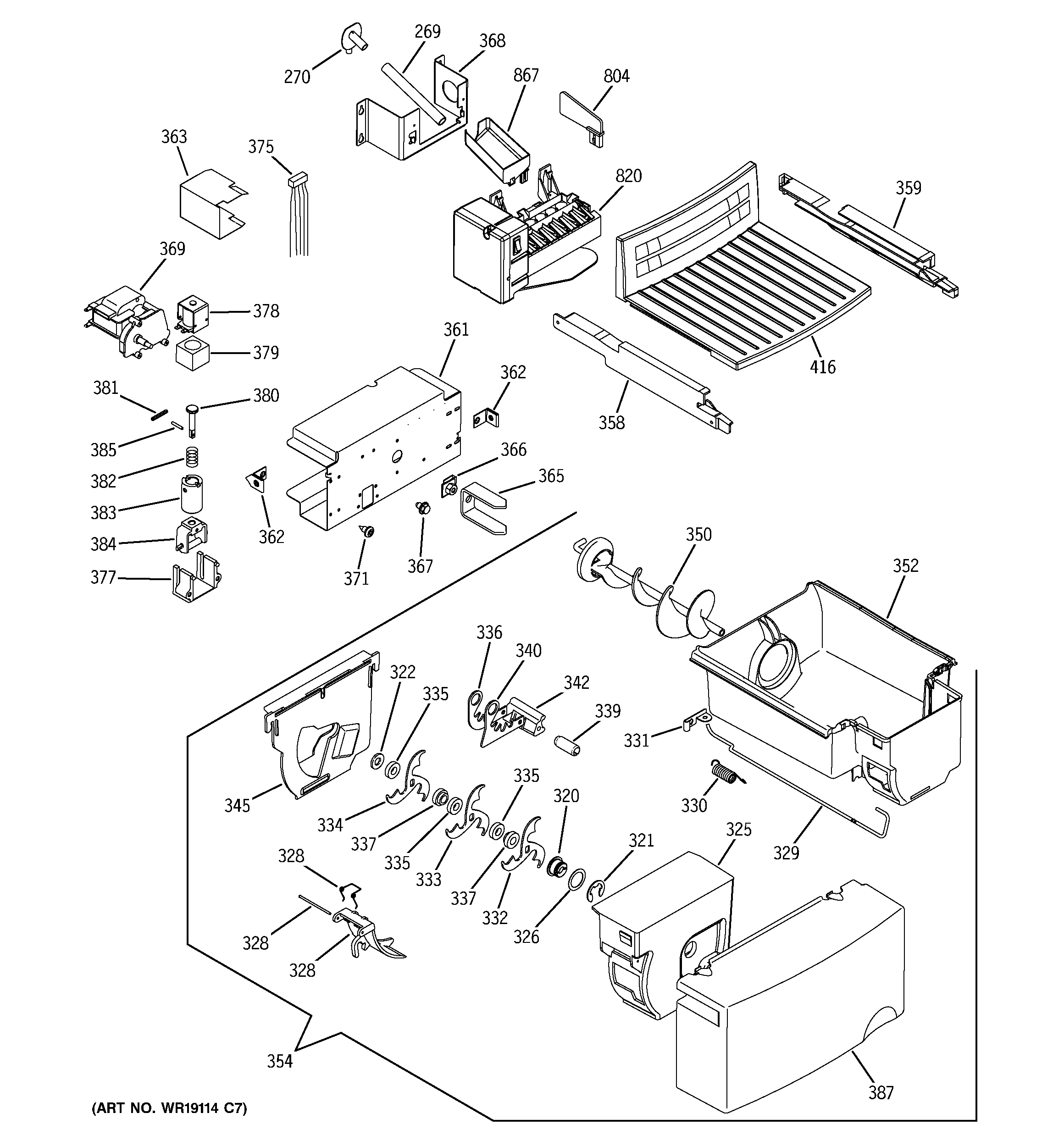 RCA RSG20IDMCFWW ice maker & dispenser diagram