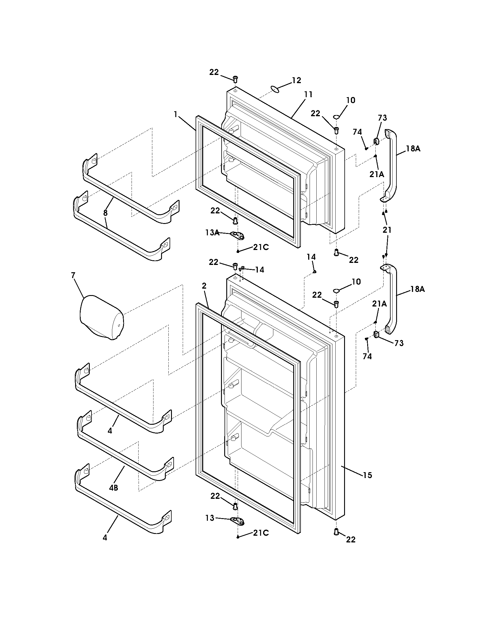 Crosley CRTE183AW0 doors diagram