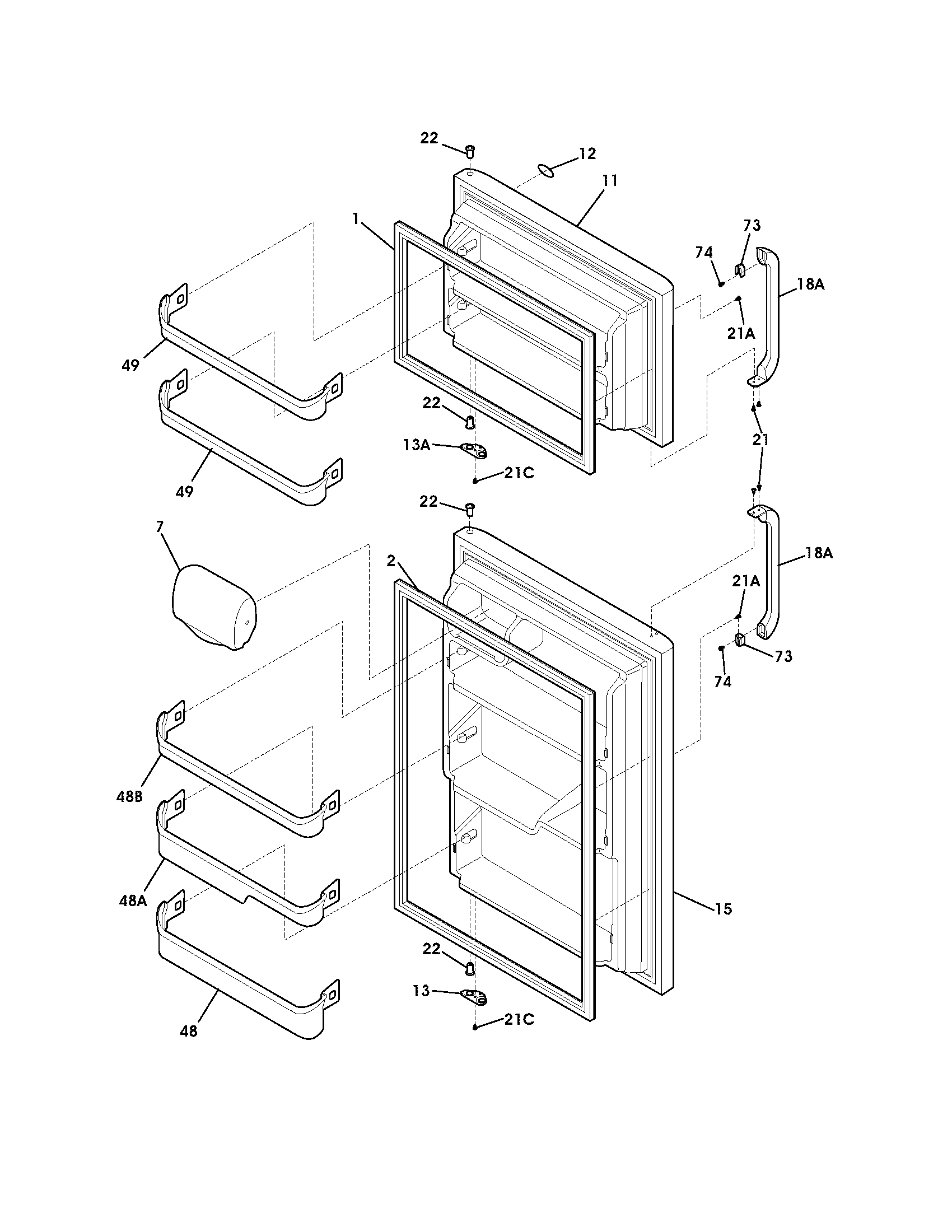 Crosley CRTE187AS0 doors diagram