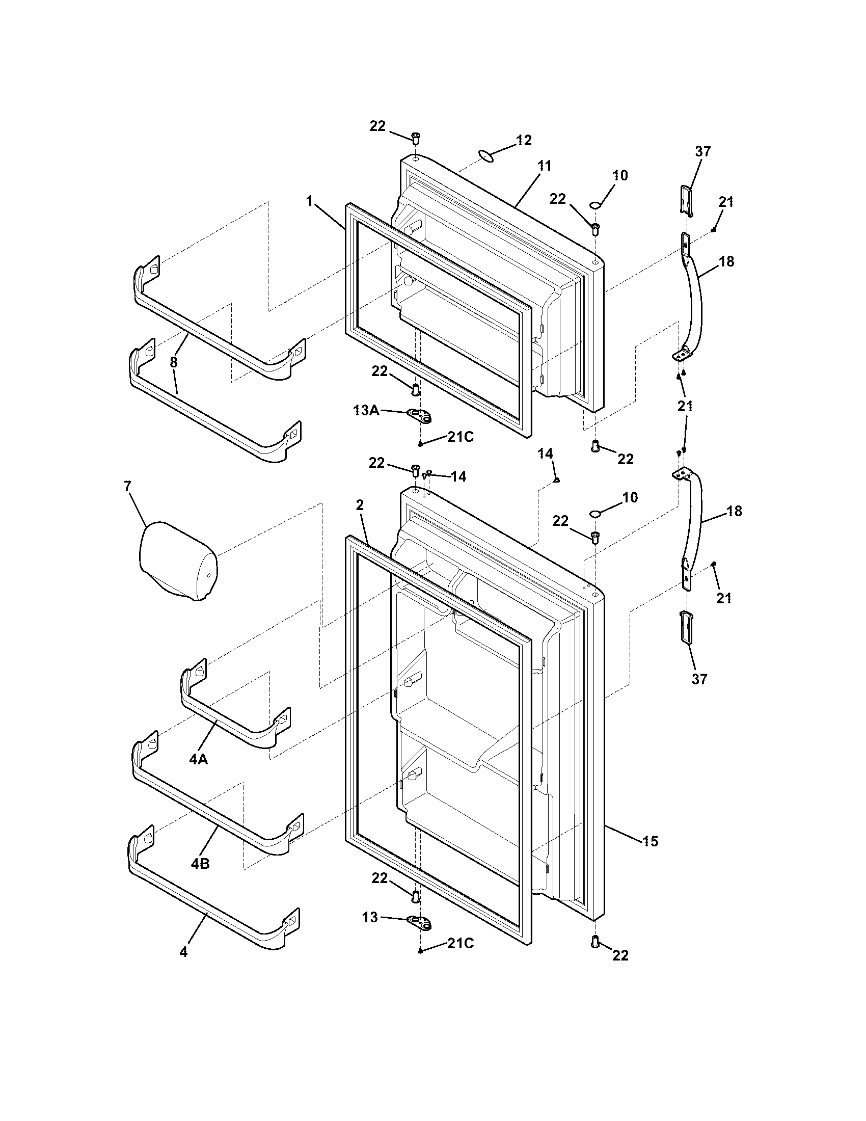 Frigidaire FRT15G4BW3 door diagram