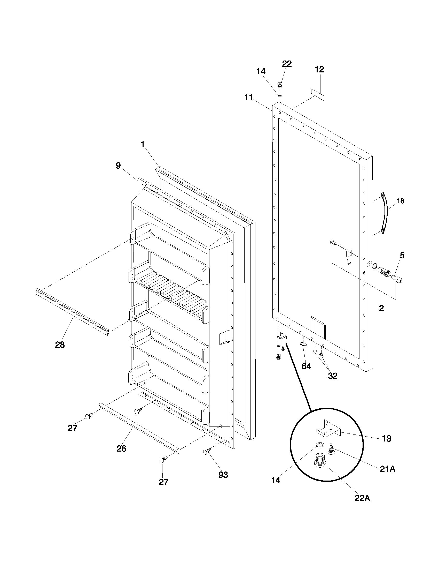 Frigidaire FFU17FC4CW1 door diagram