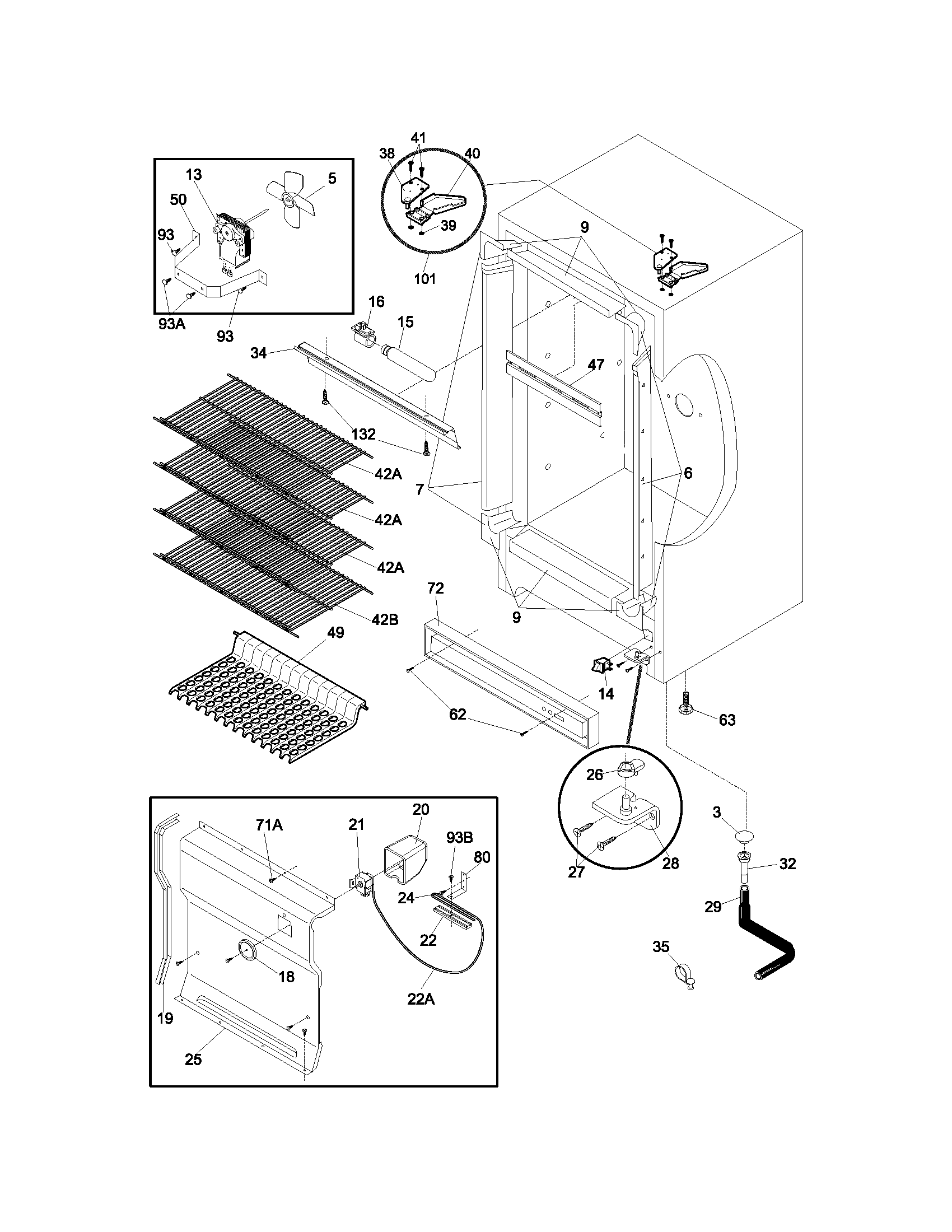 Frigidaire FFU17FC4CW1 cabinet diagram