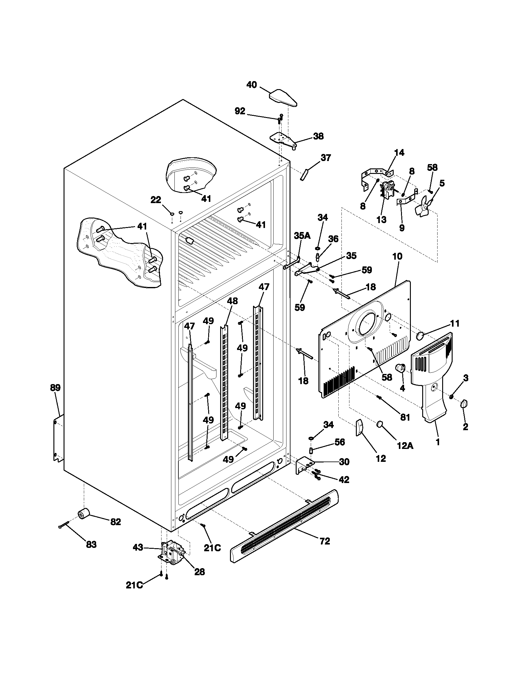 Kenmore 25364162400 cabinet diagram