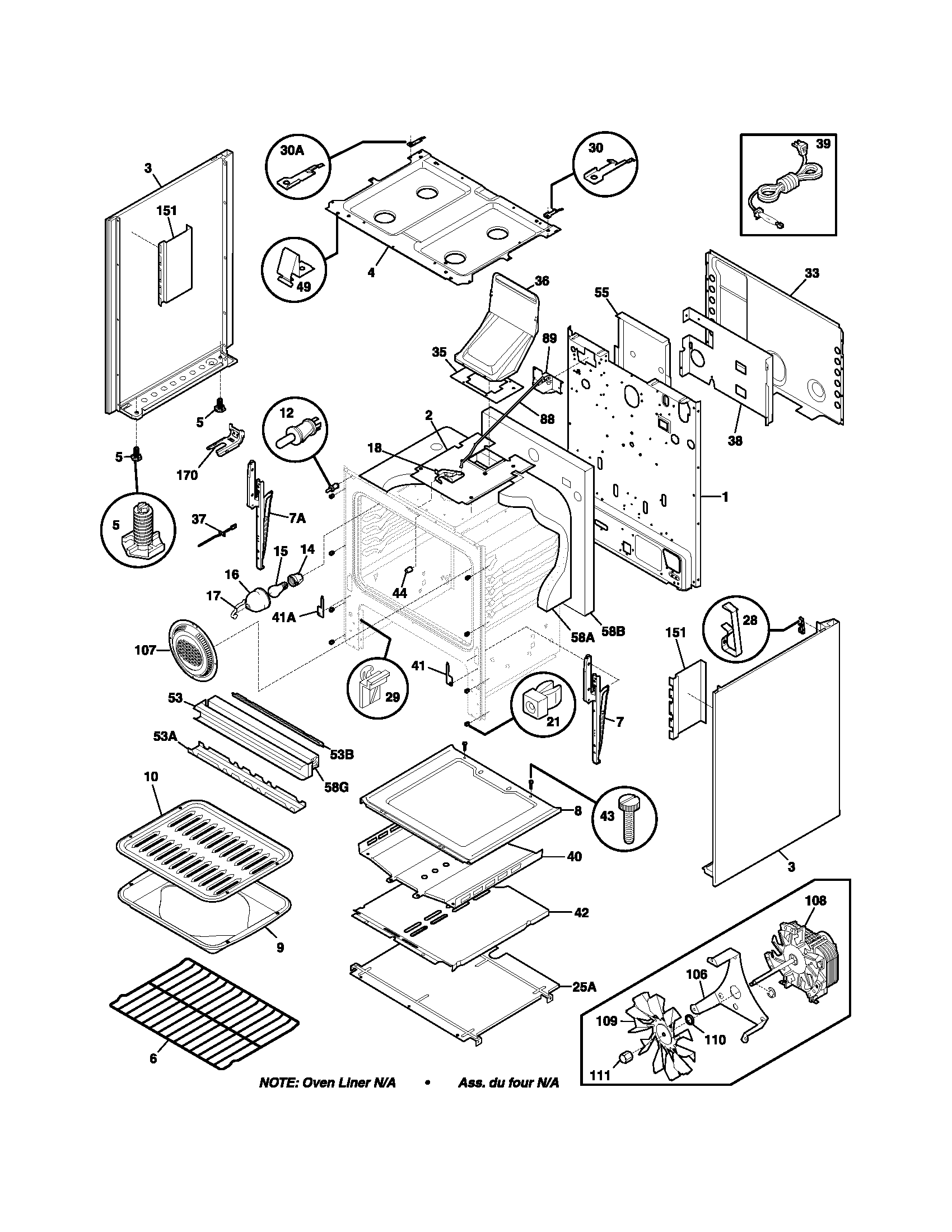 Frigidaire GSG3PZCBE body diagram
