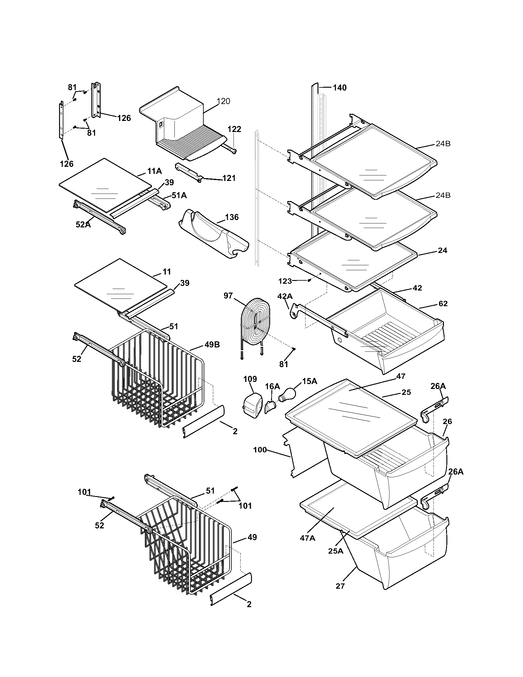 Kenmore 25356284400 shelves diagram