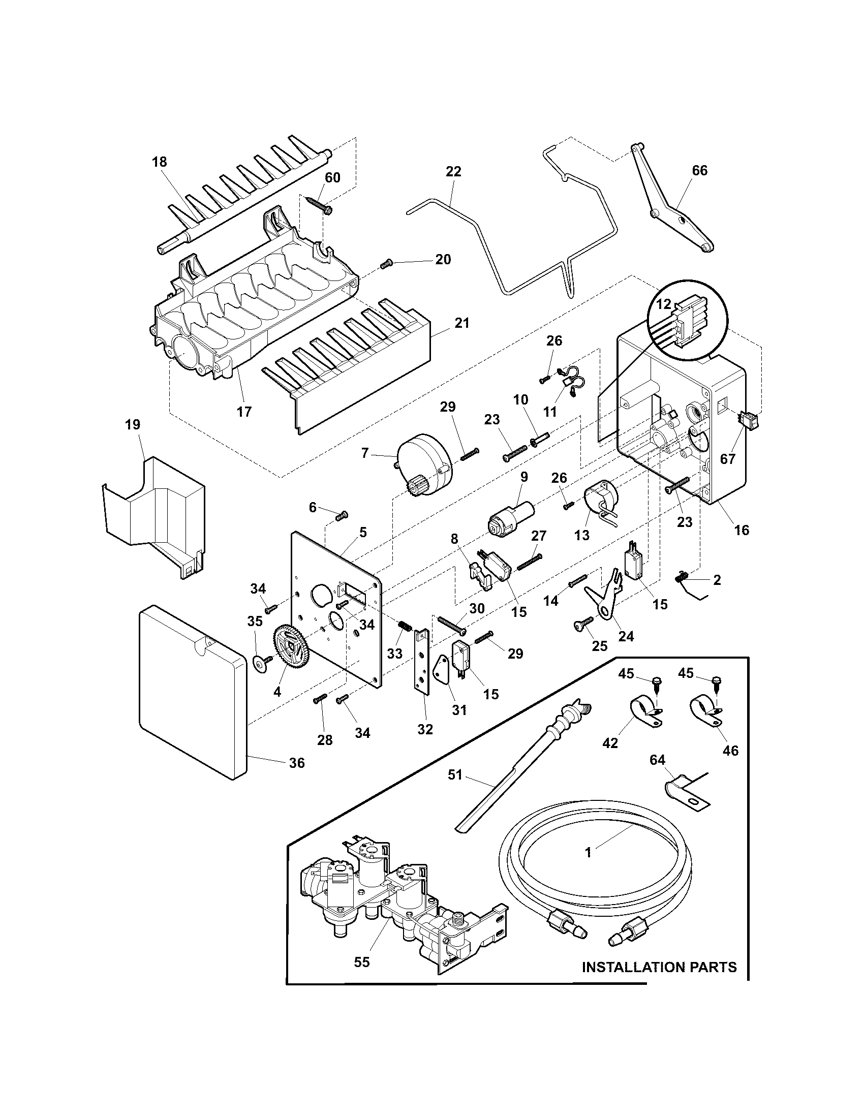 Kenmore 25356284400 ice maker diagram