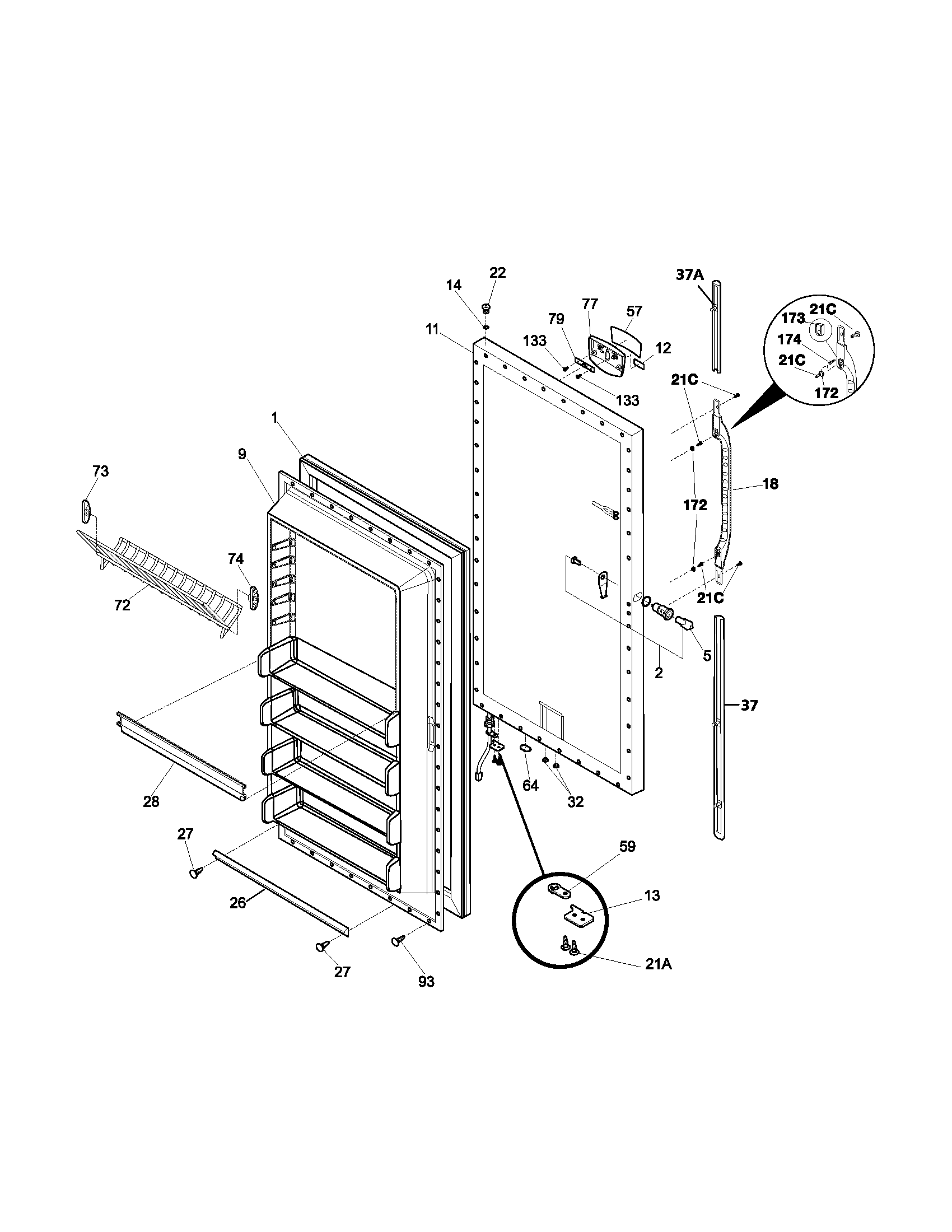 Kenmore 25323024104 door diagram