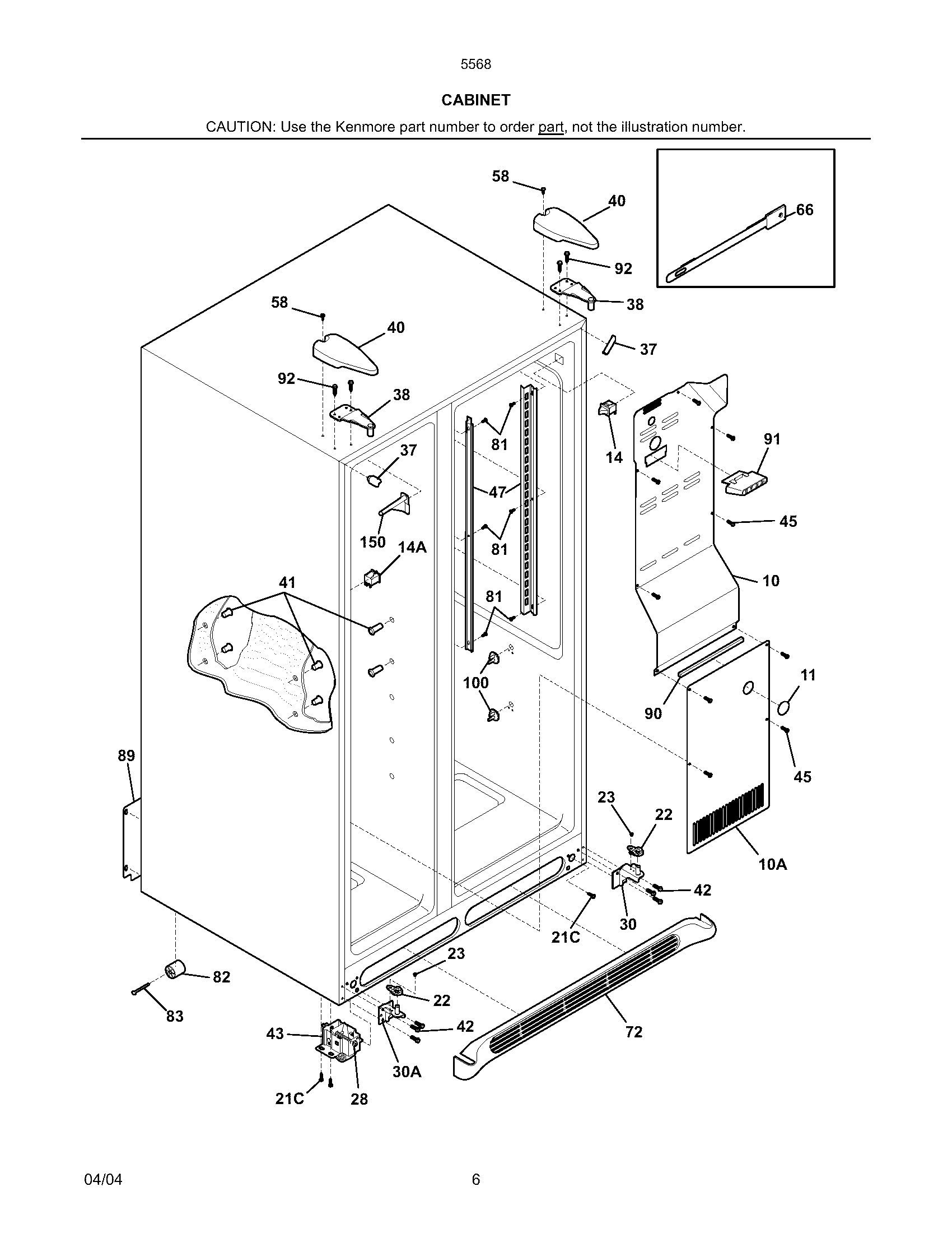 Kenmore 25355684401 cabinet diagram