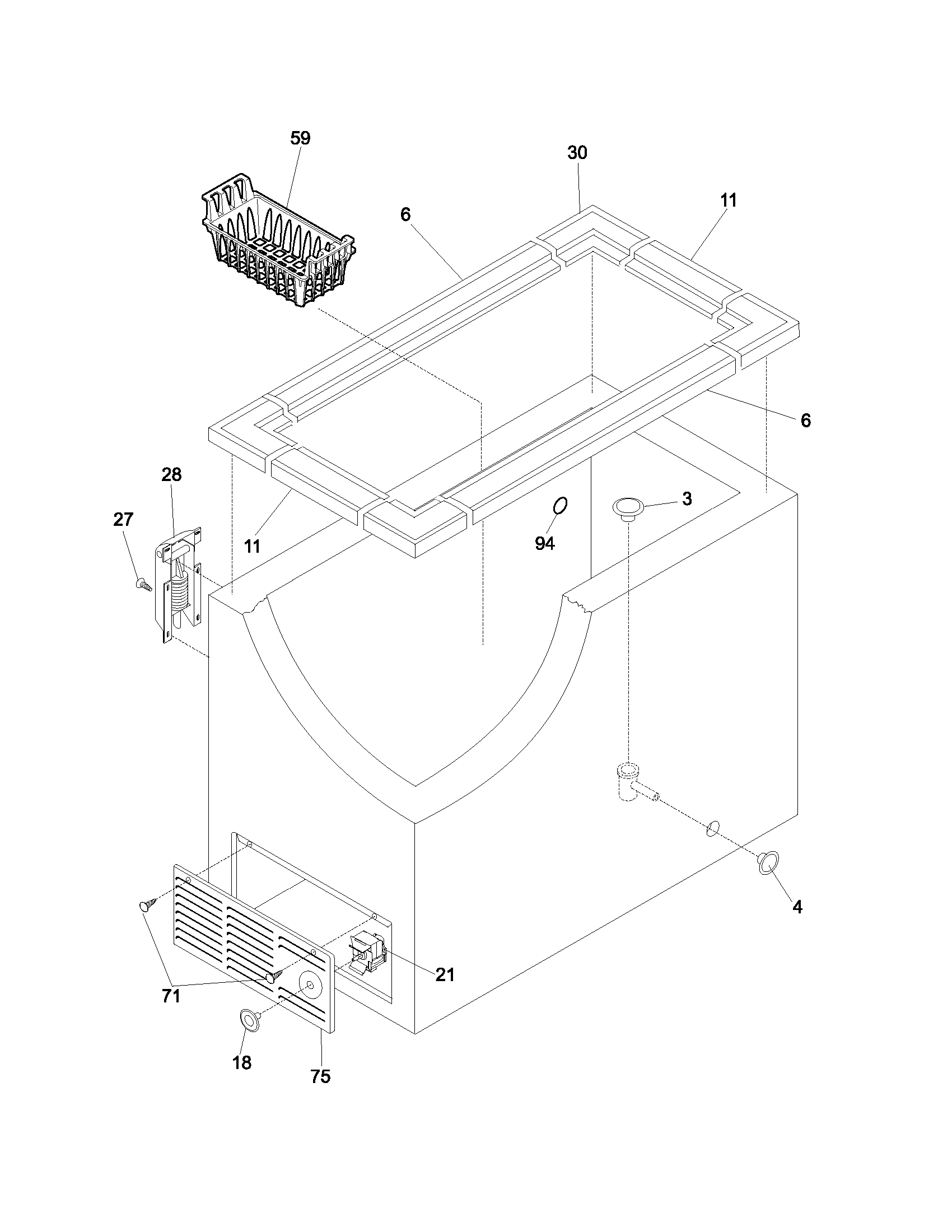 Frigidaire FFC05K1CW2 cabinet diagram