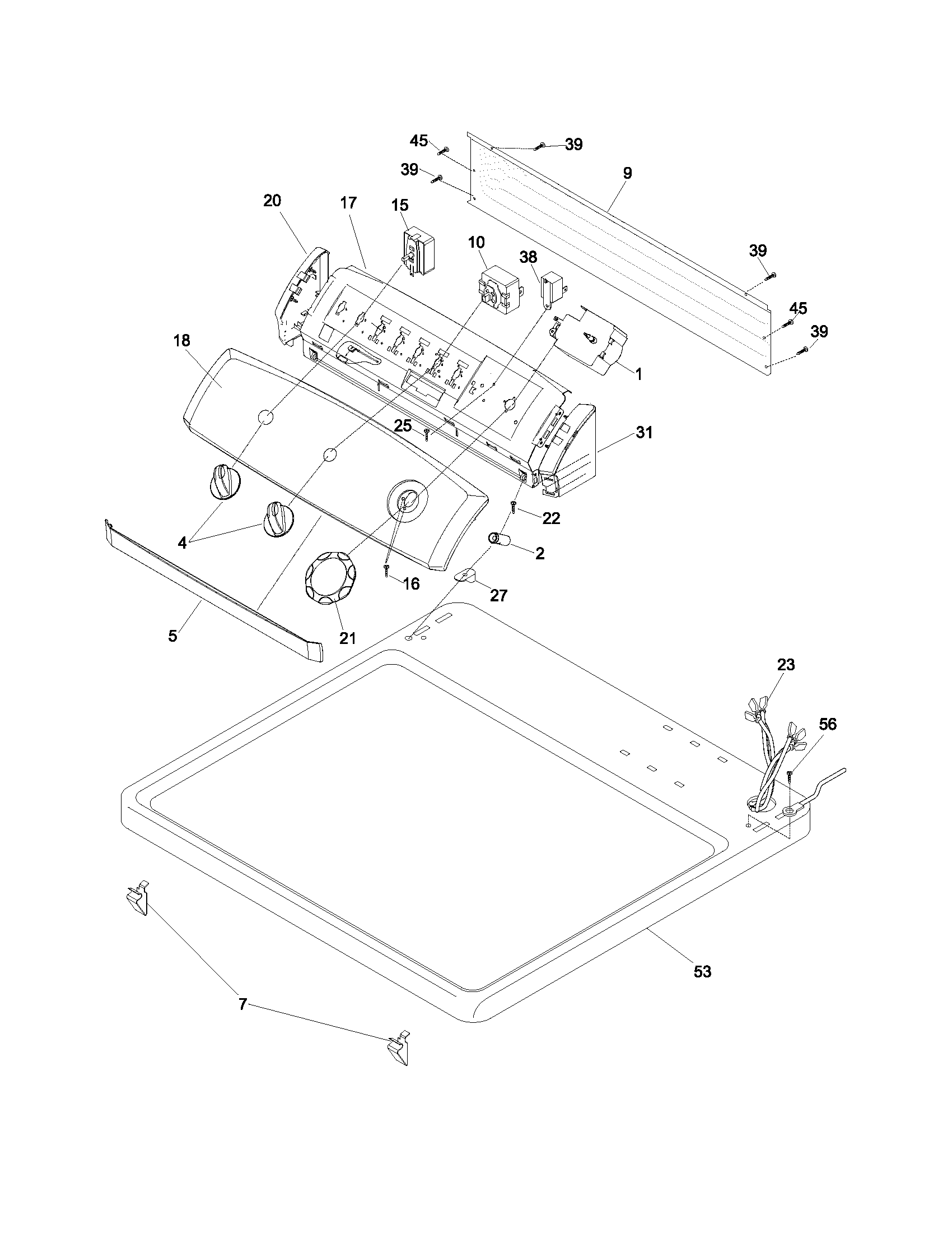 White-Westinghouse SGR351CS0 controls/top panel diagram
