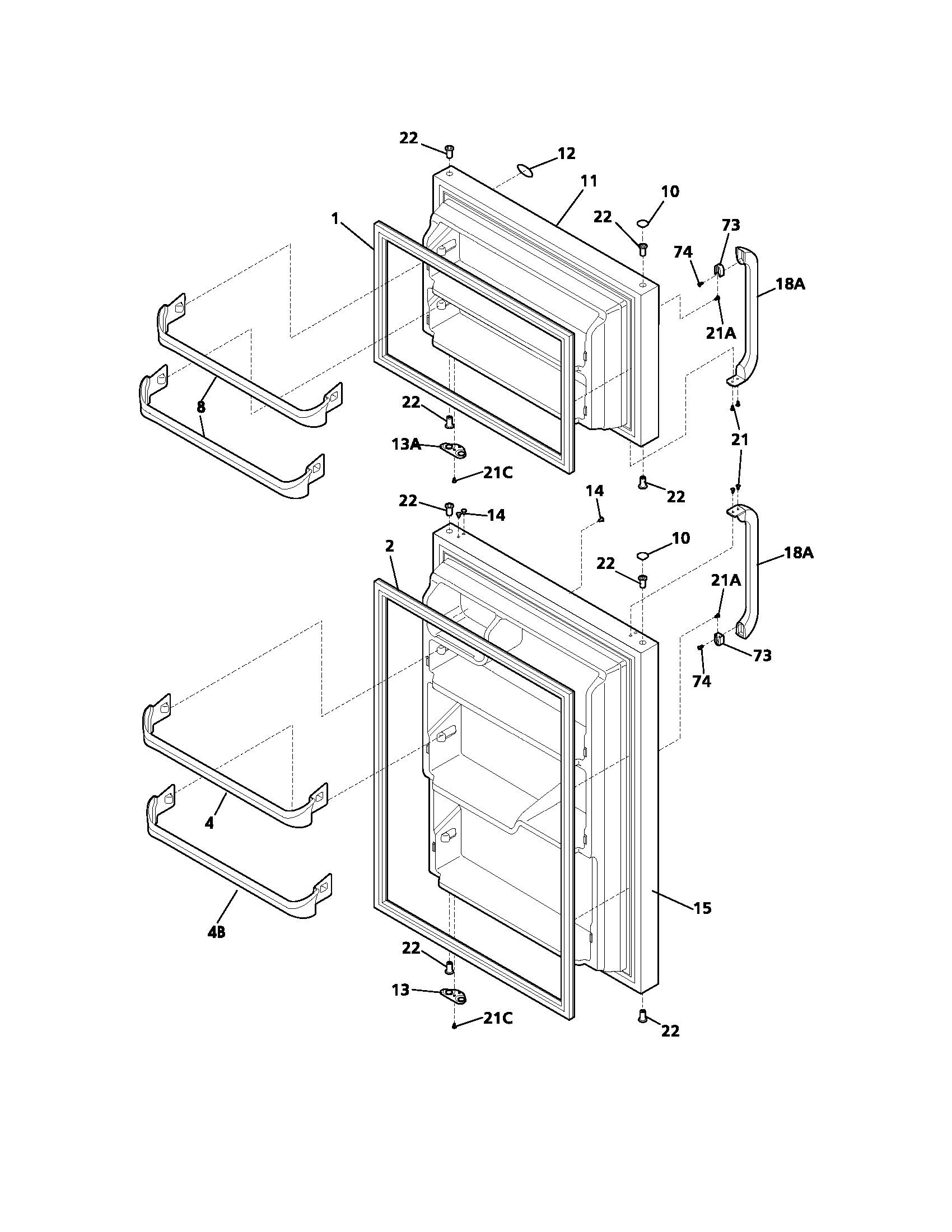 Frigidaire FRT18B1BW4 door diagram