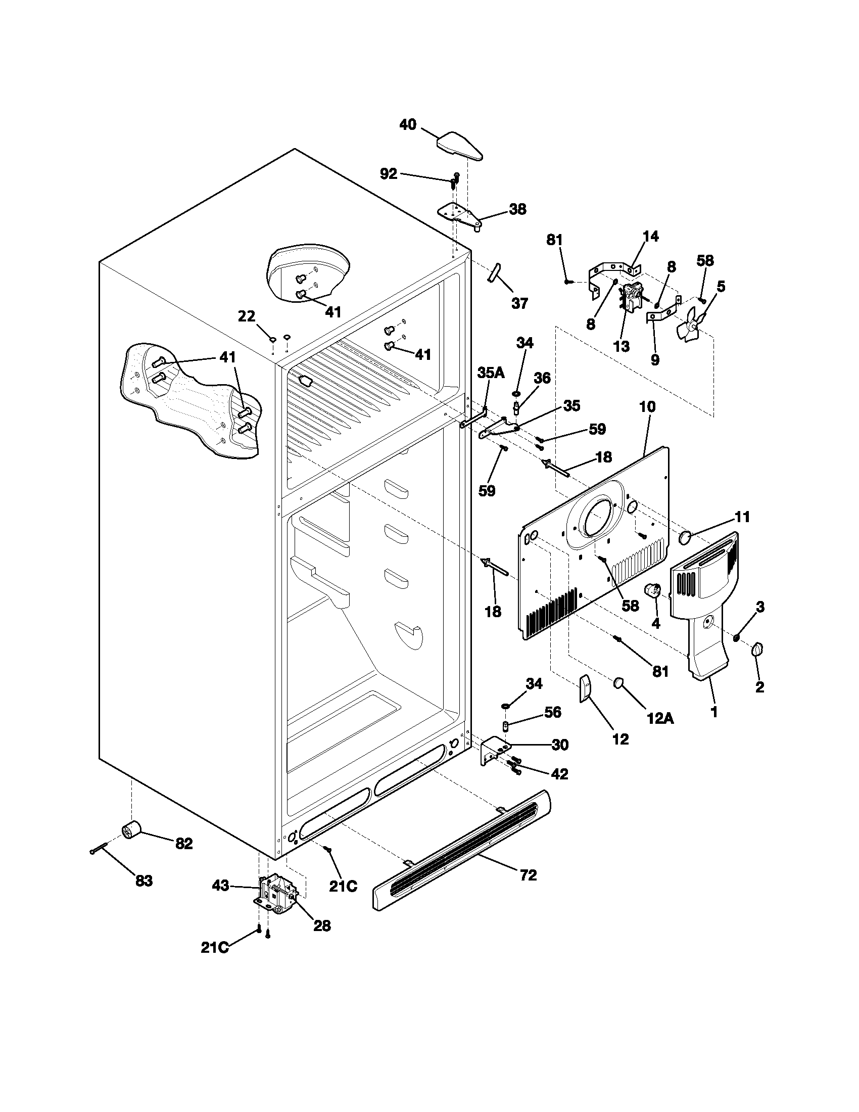 Frigidaire FRT18B1BW4 cabinet diagram