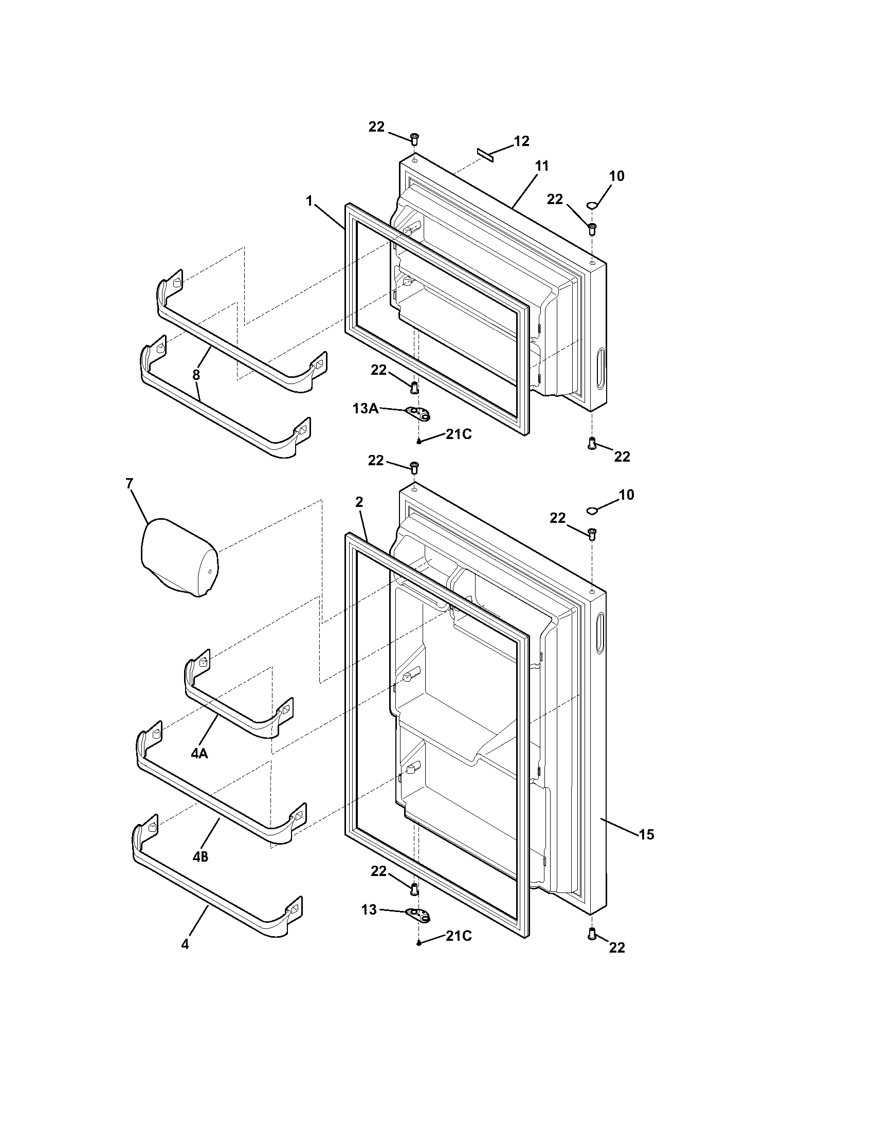Frigidaire FRT15A2DW0 door diagram