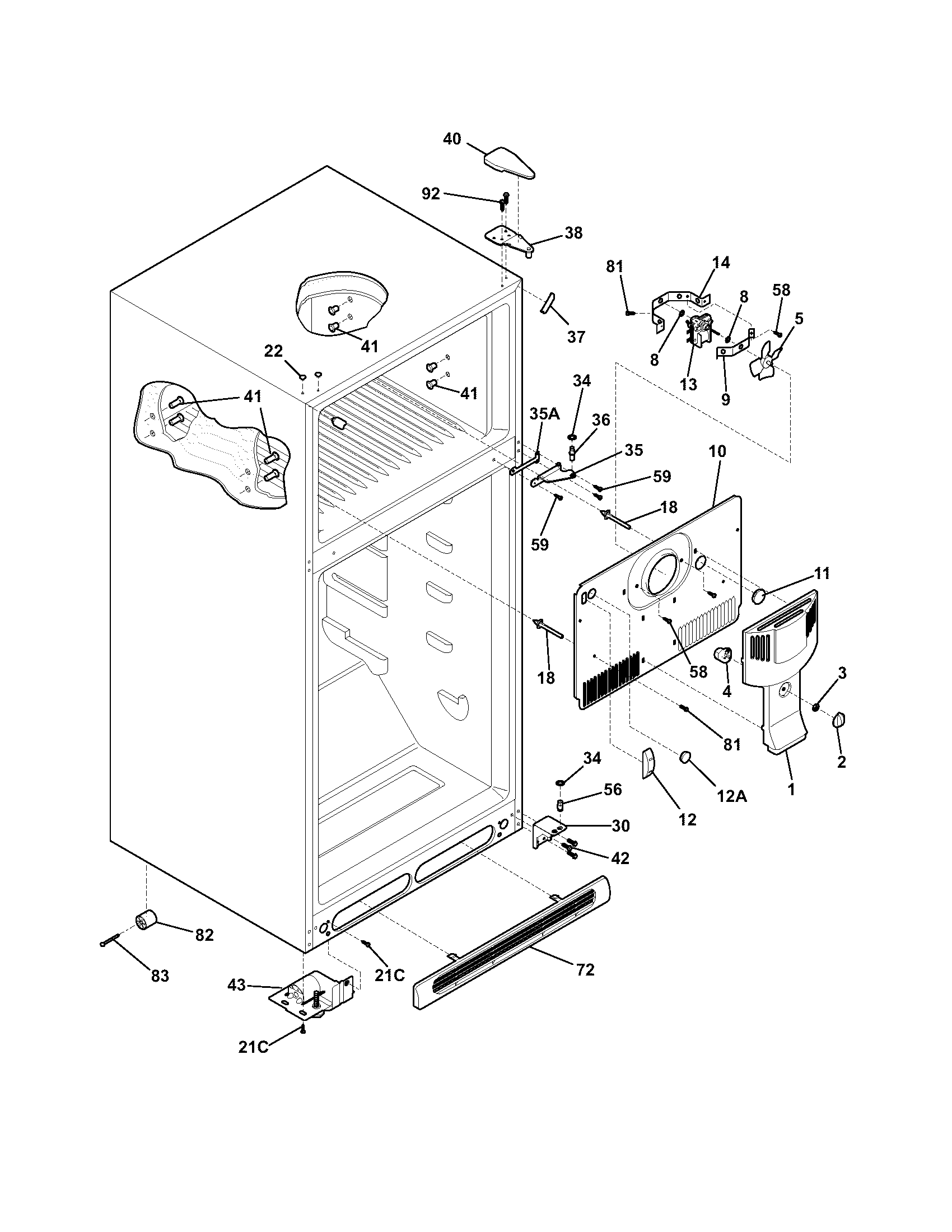 Frigidaire FRT15A2DW0 cabinet diagram