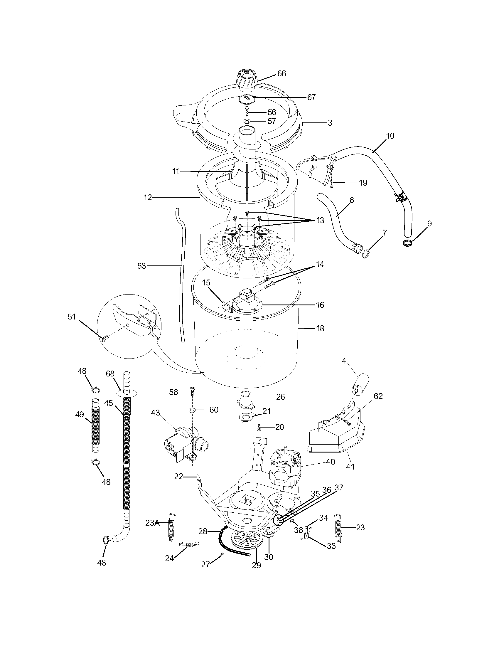 Frigidaire CRWS7900AS1 motor/tub diagram