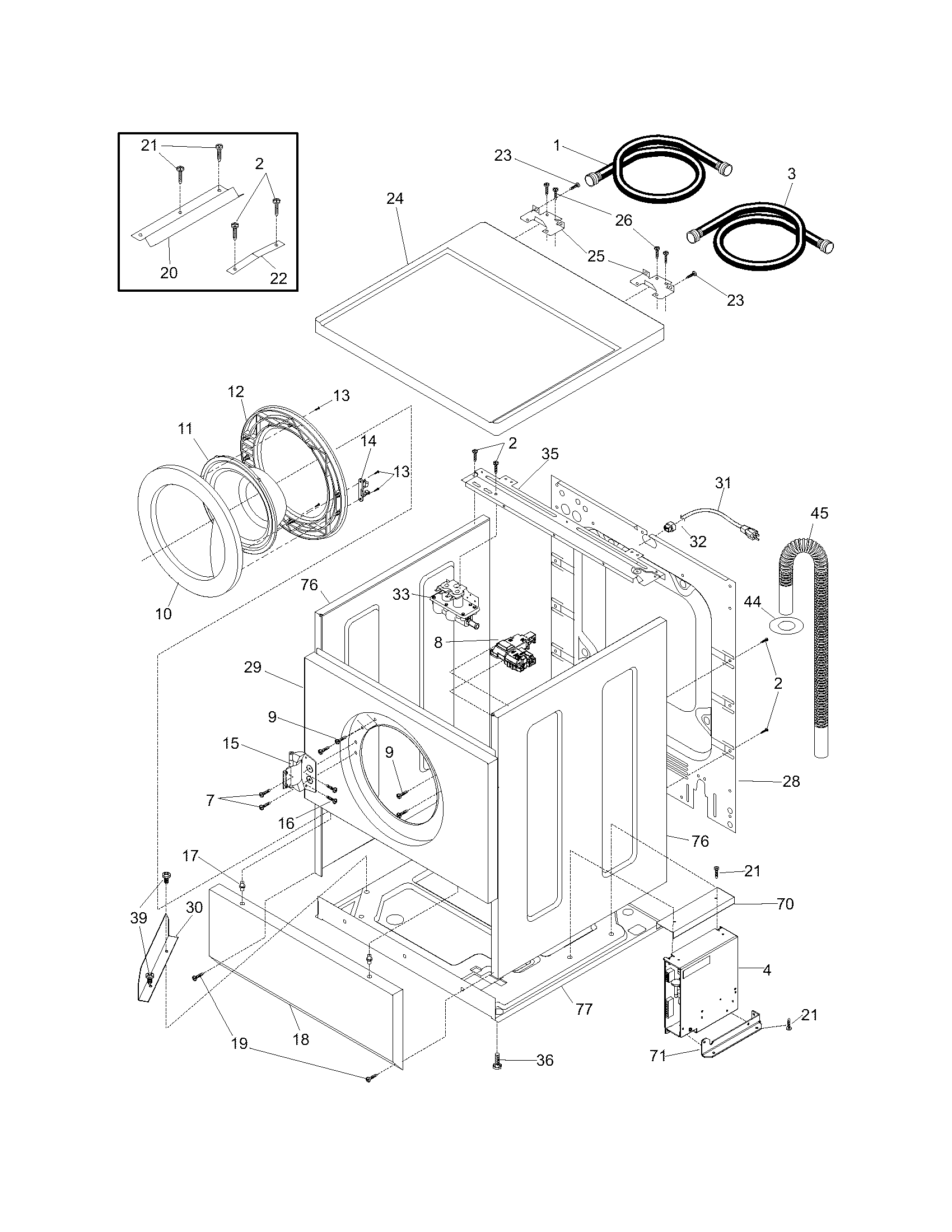 Frigidaire LTF530DS0 cabinet/top diagram