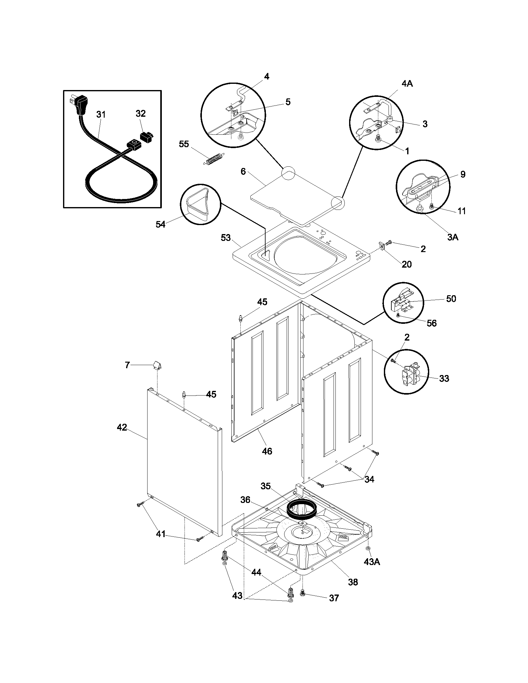 Frigidaire FWY833KCS0 cabinet/top diagram