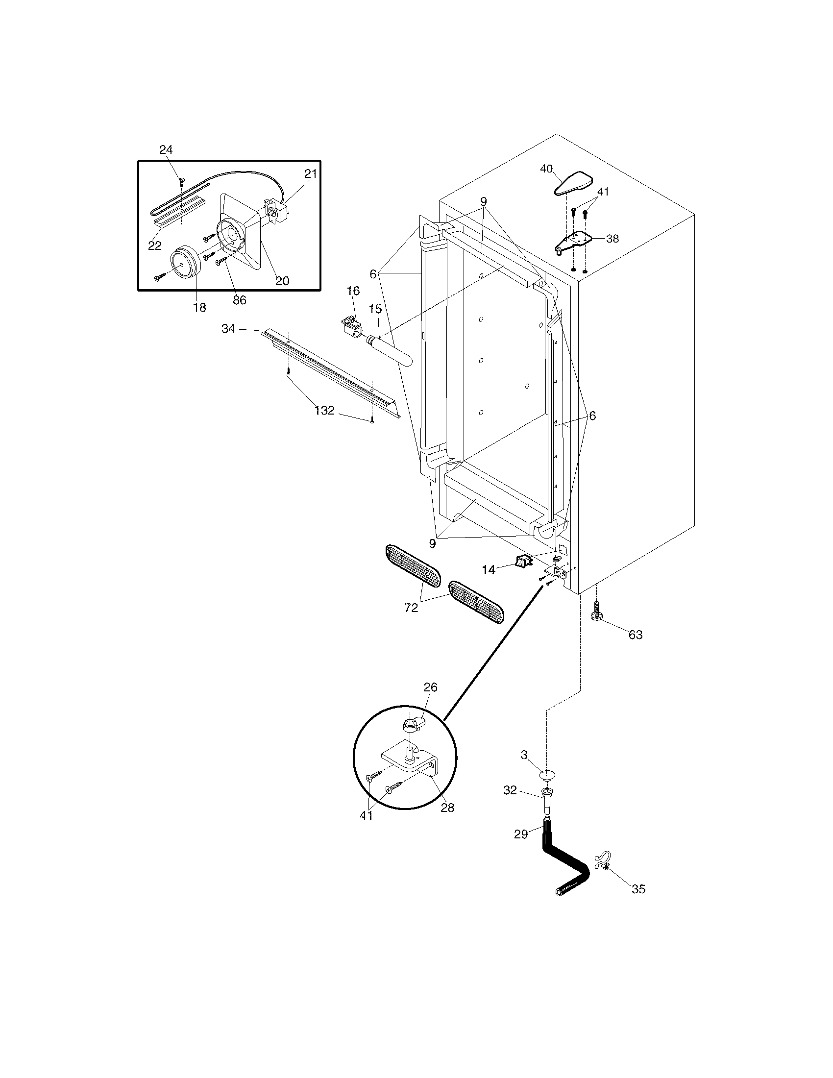 Frigidaire FFU14K0DW0 cabinet diagram