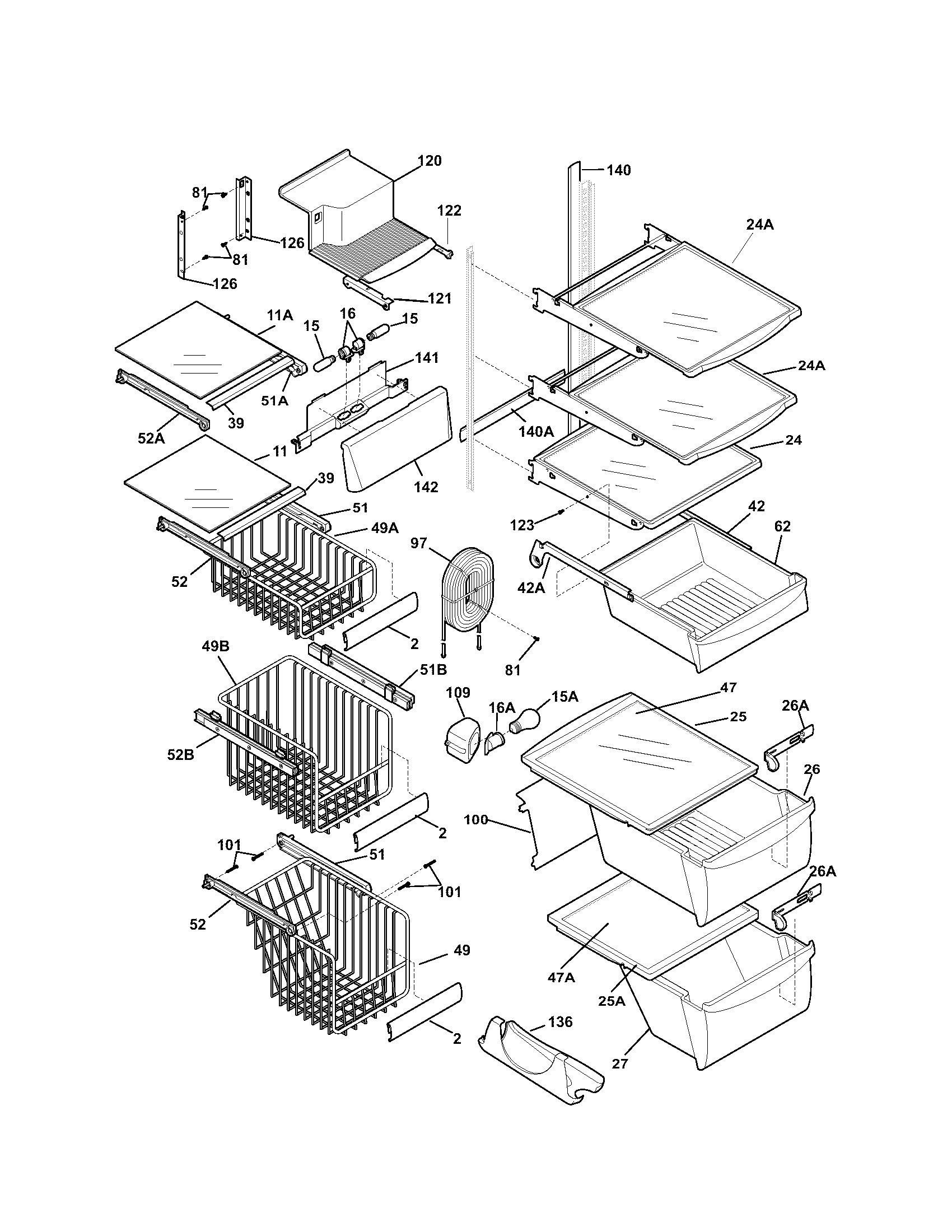 Kenmore 25356293401 shelves diagram