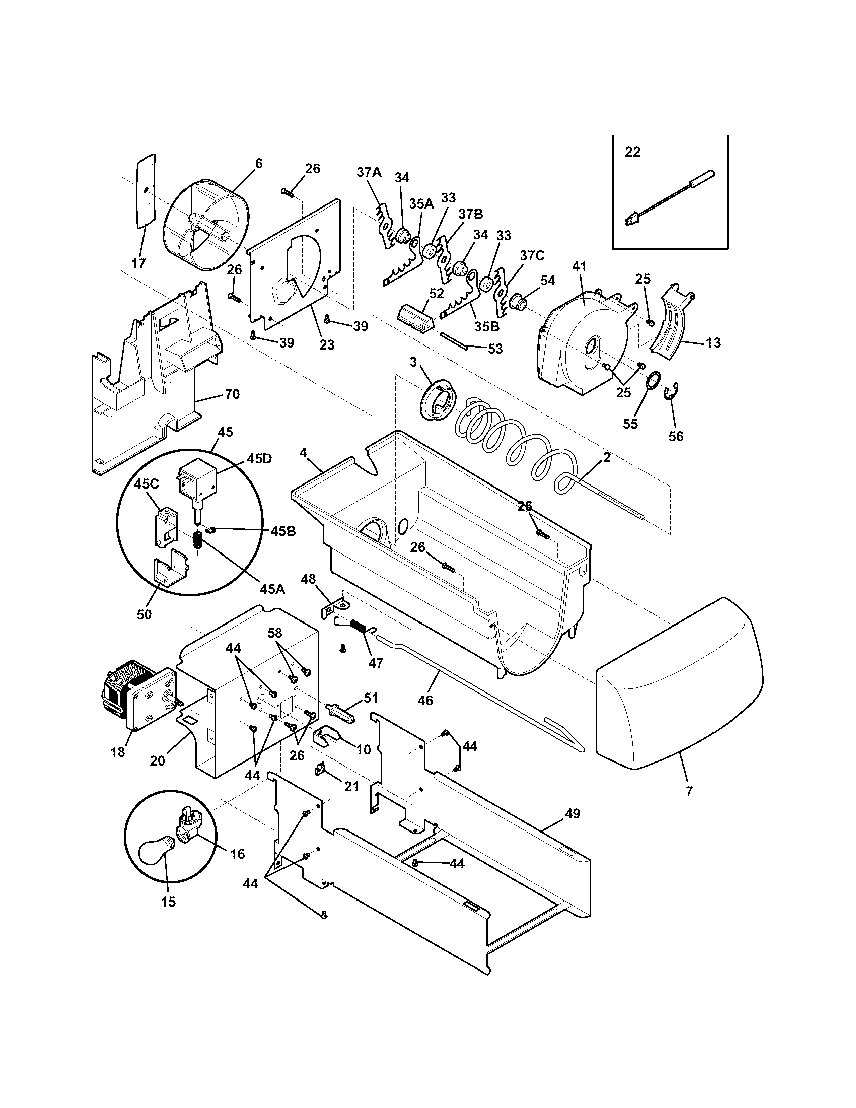 Kenmore 25355674402 ice container diagram