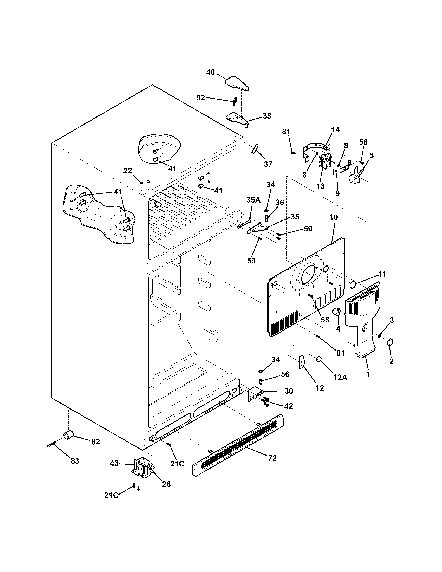 Kenmore 25360887400 cabinet diagram