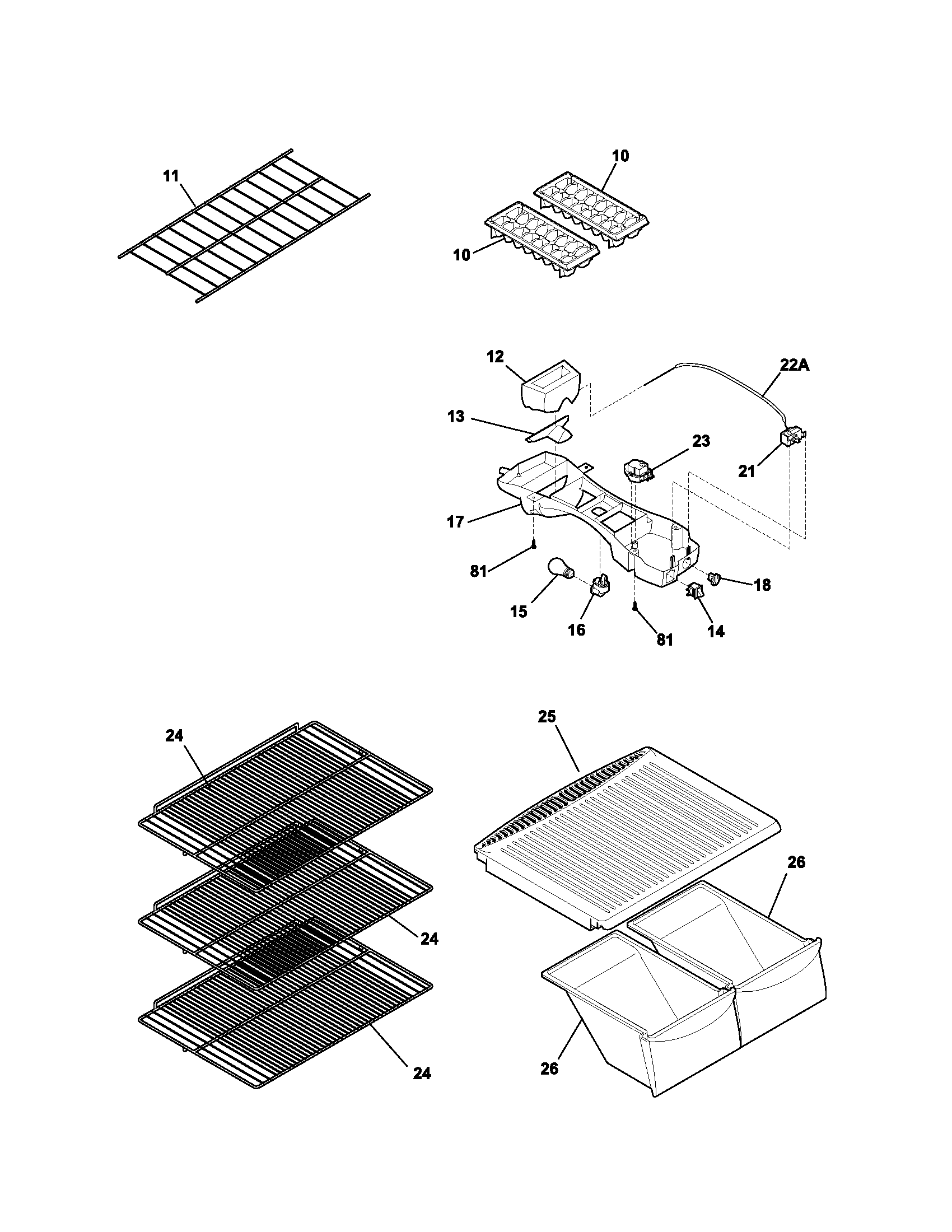 Kenmore 25360742400 shelves diagram
