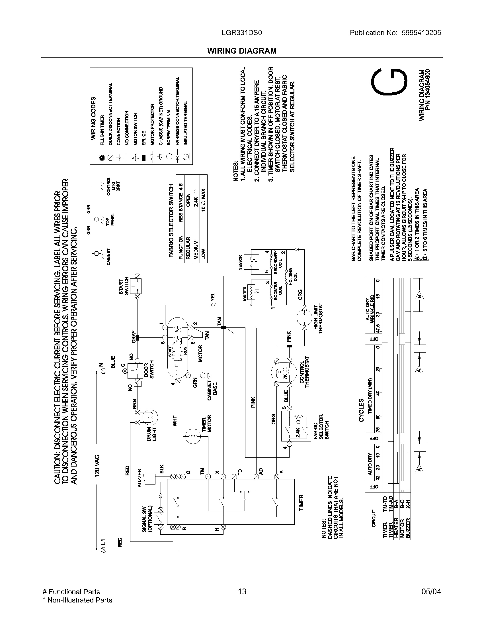 Frigidaire LGR331DS0 wiring diagram diagram