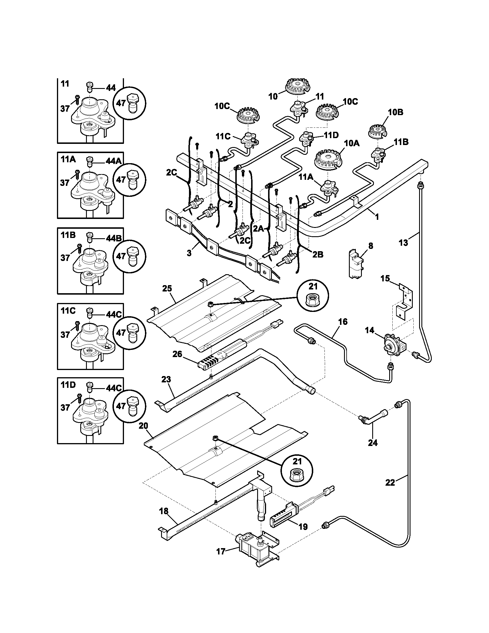 Kenmore 79079214302 burner diagram