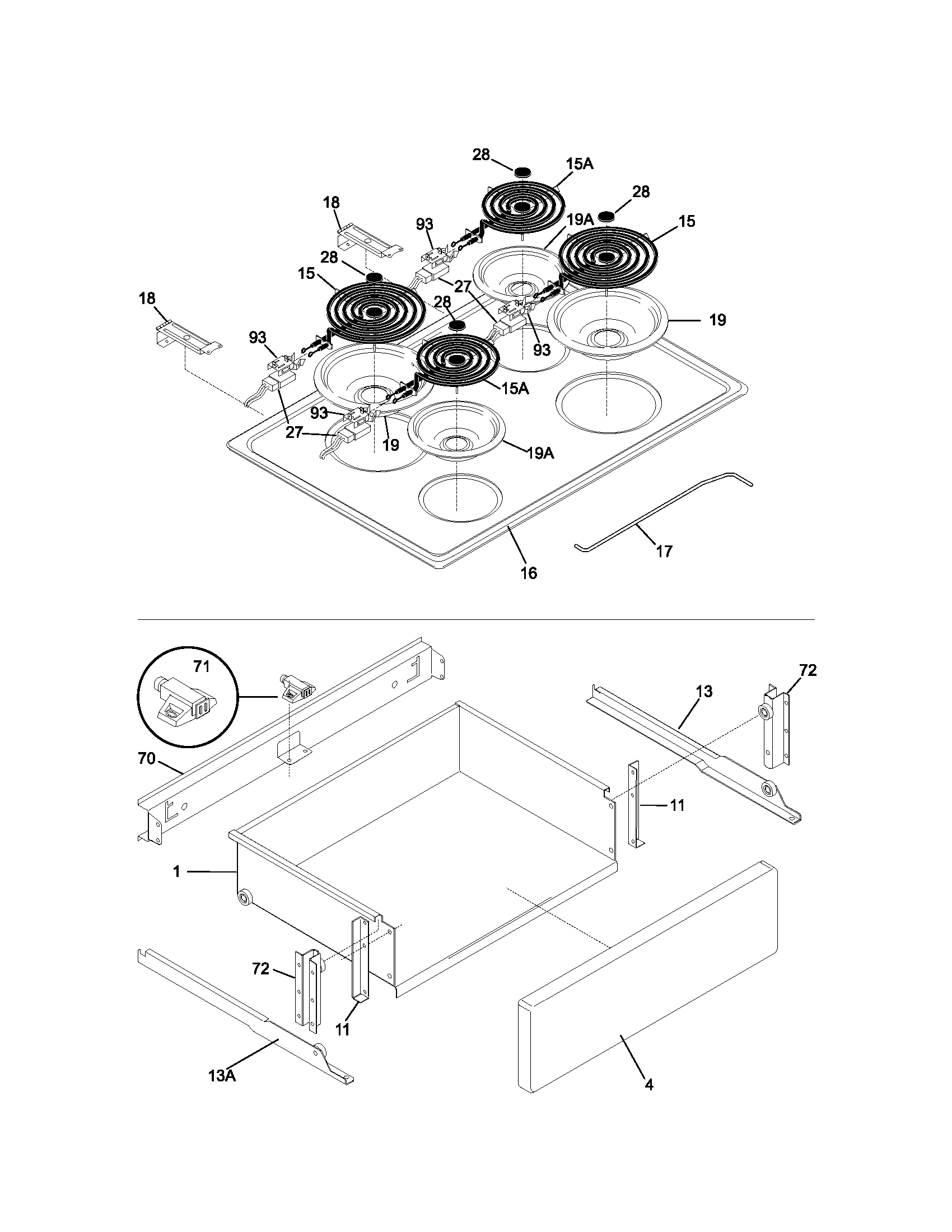 Kenmore 79046574400 top/drawer diagram