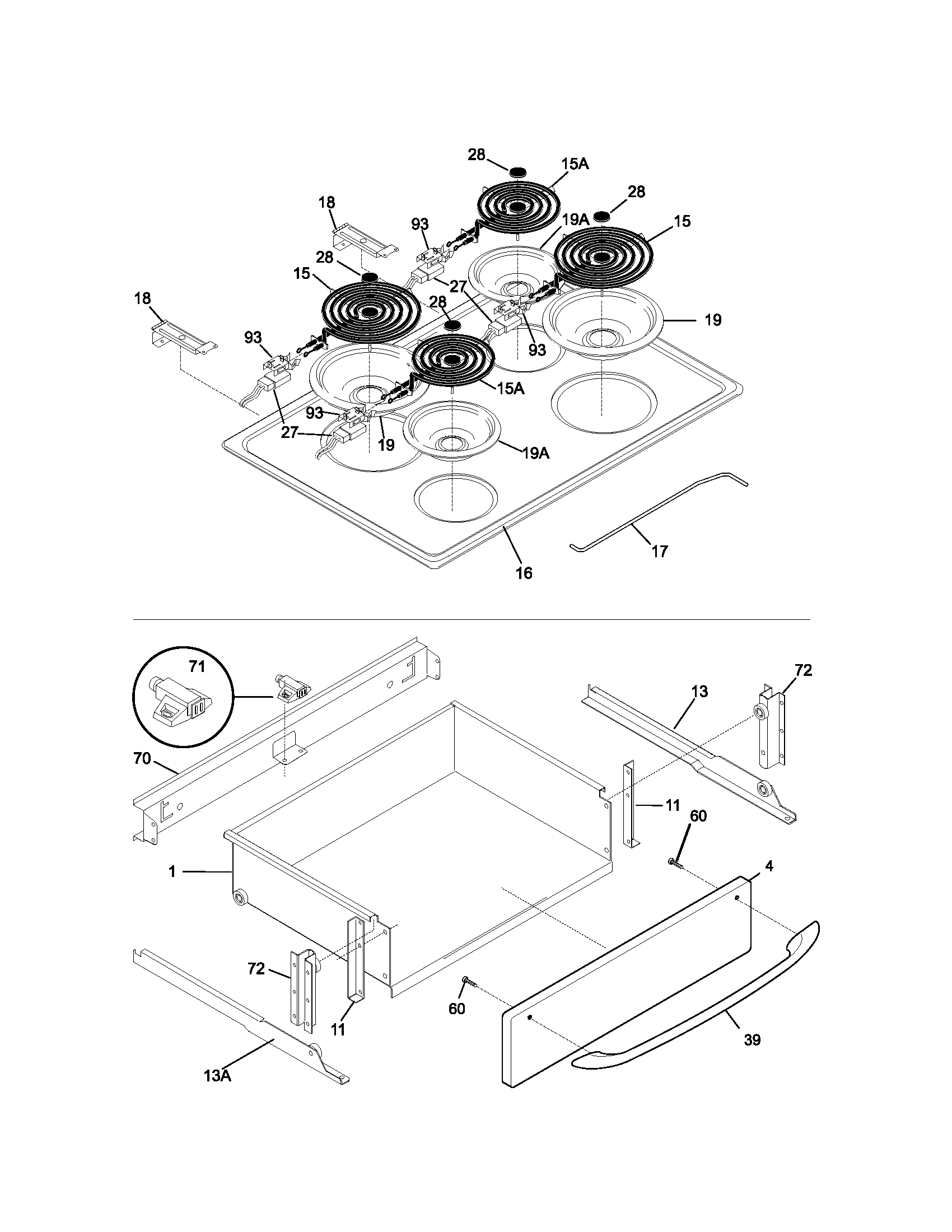 Kenmore 79046573400 top/drawer diagram