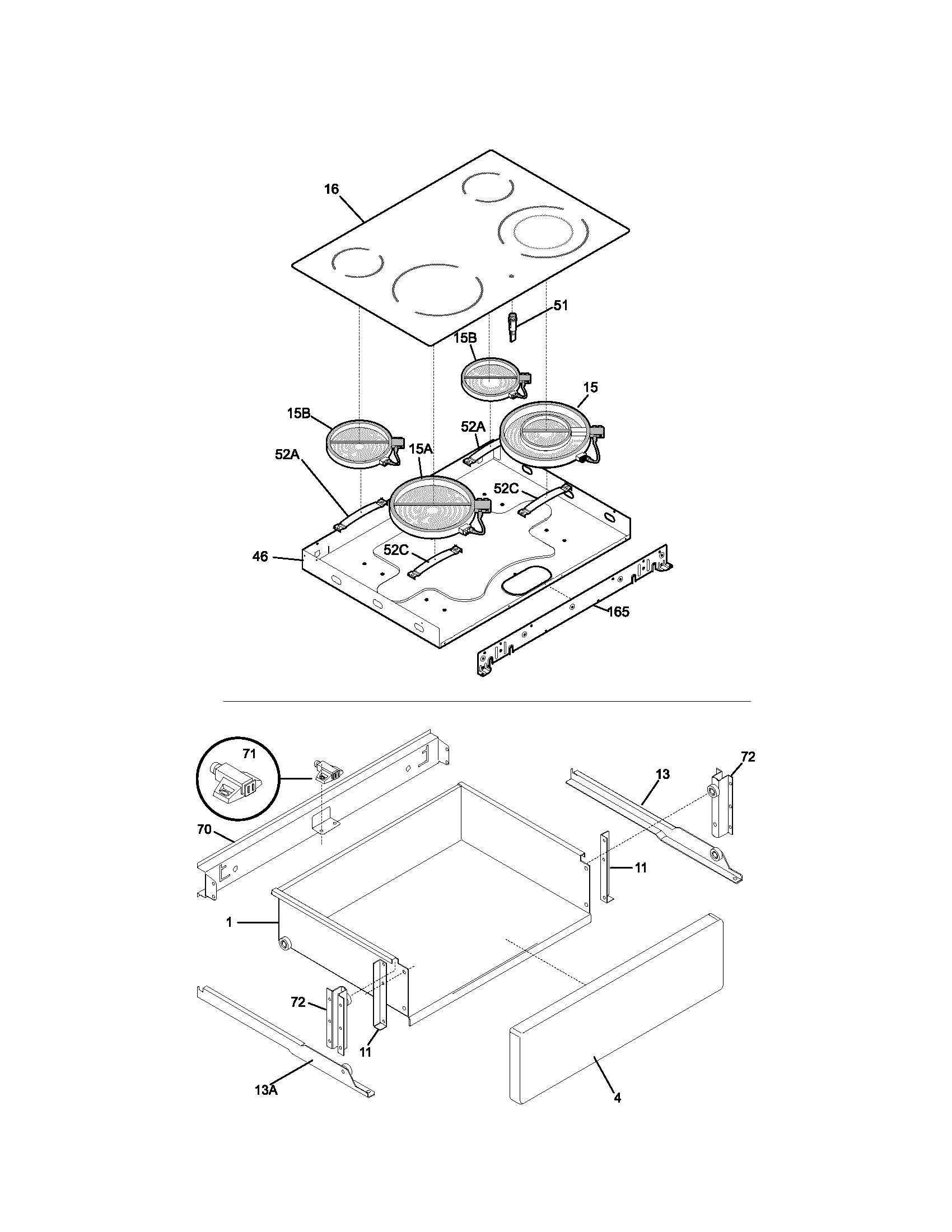 Kenmore 79046351400 top/drawer diagram