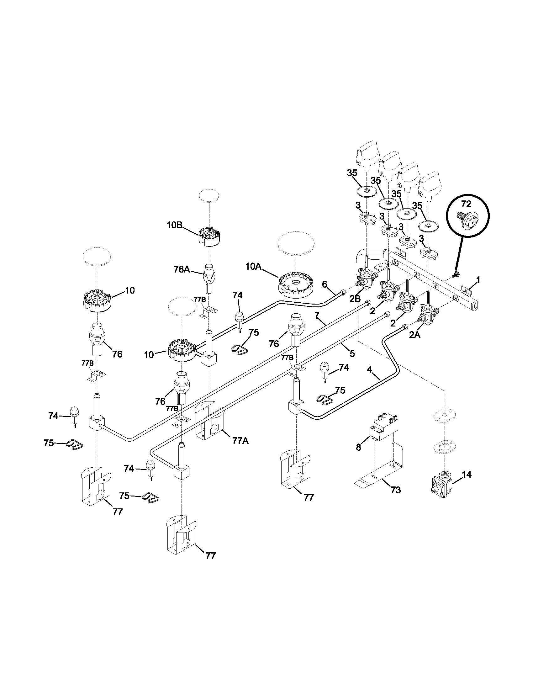 Kenmore 79032392400 burner diagram