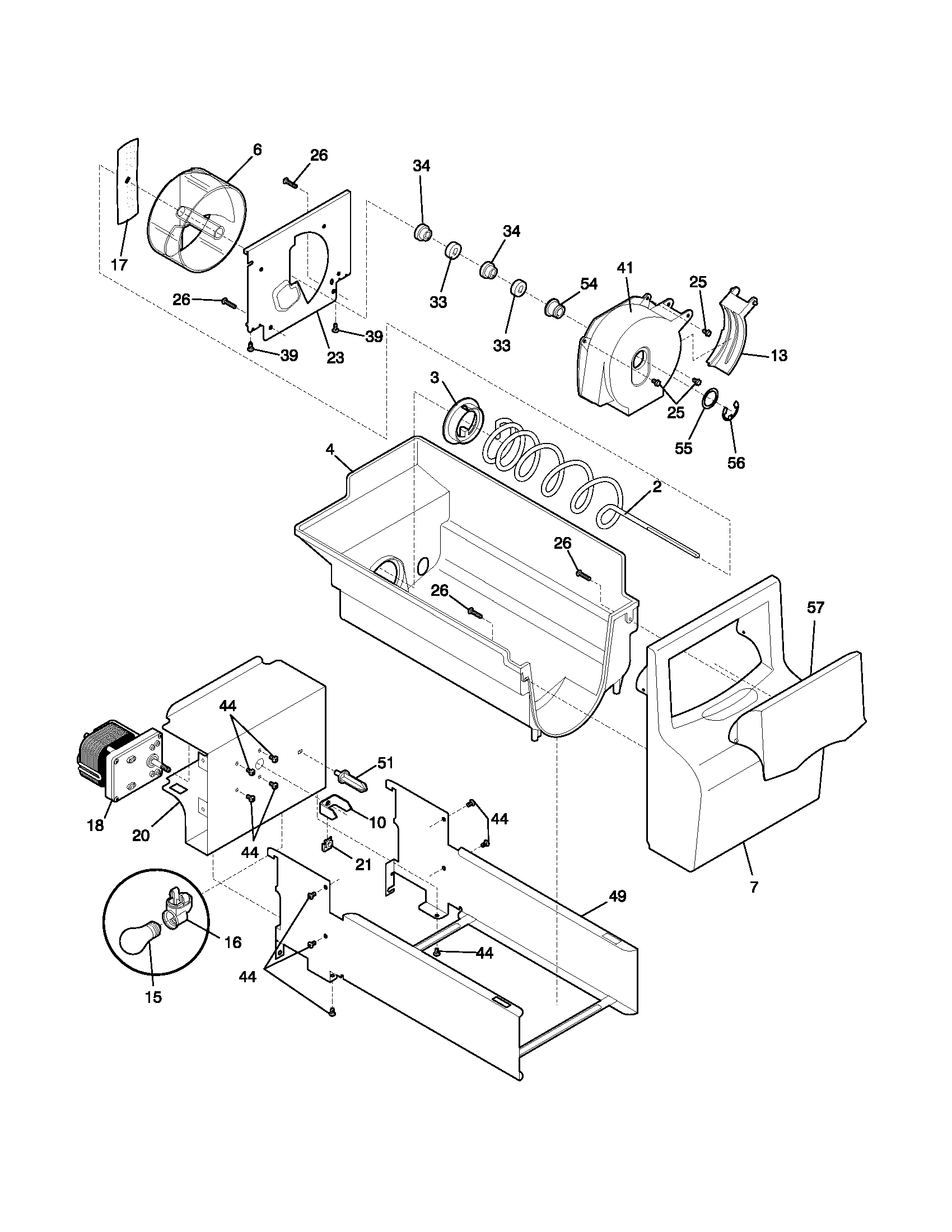 Frigidaire FRS26R2AWA ice container diagram