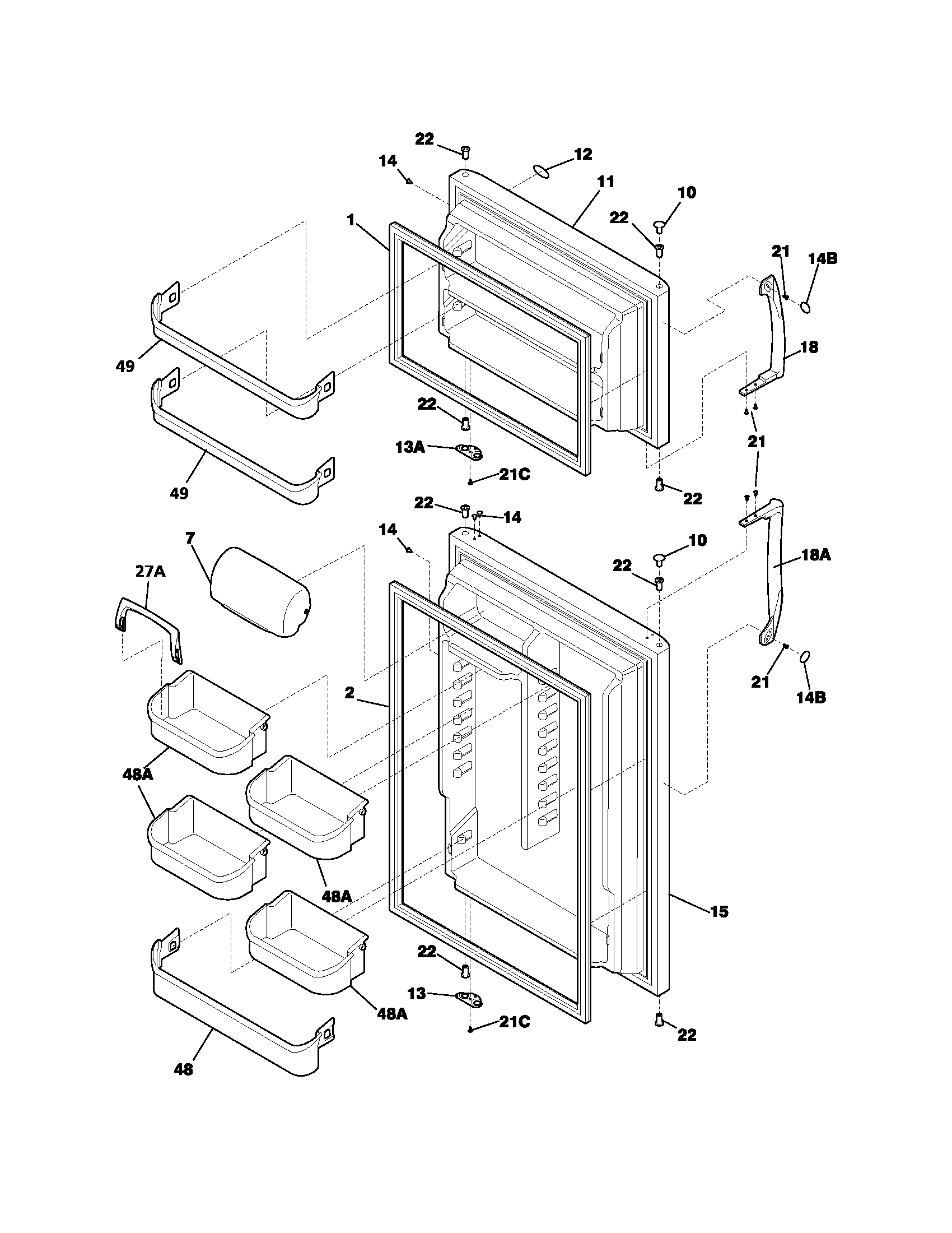 Frigidaire GS21HTZDW0 door diagram