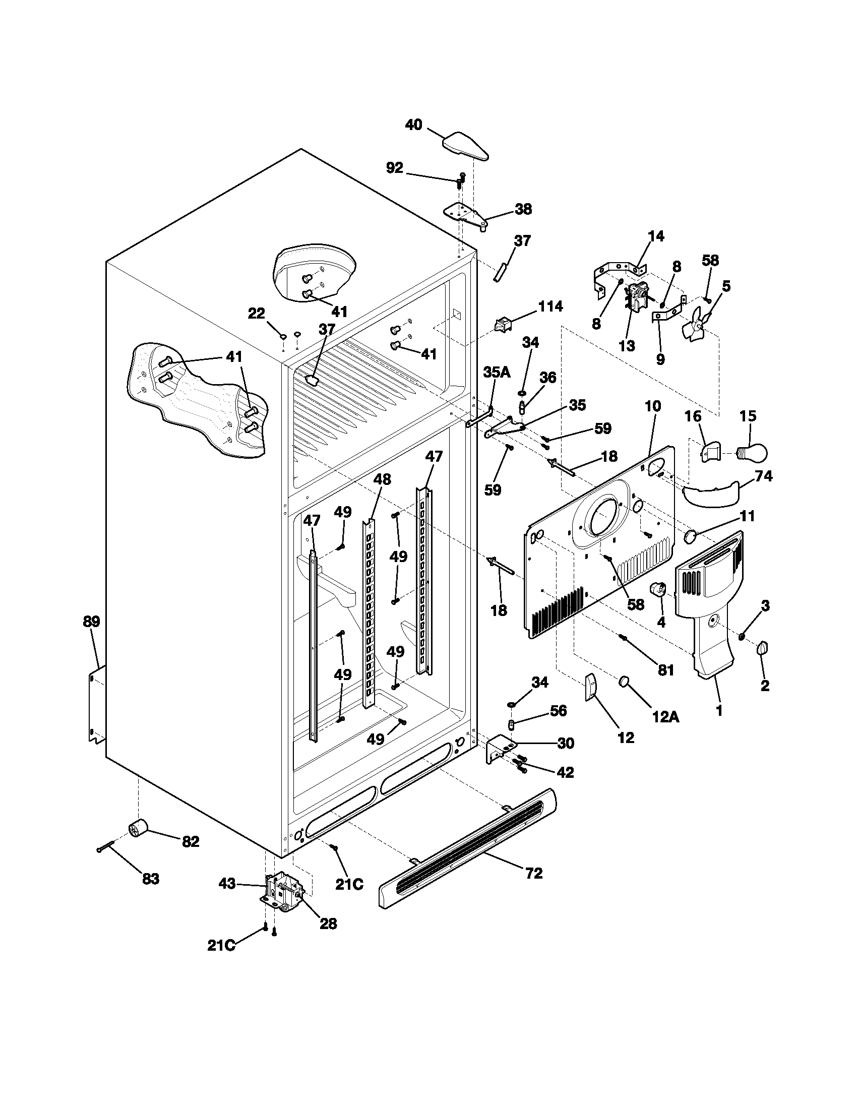 Frigidaire GS21HTZDW0 cabinet diagram