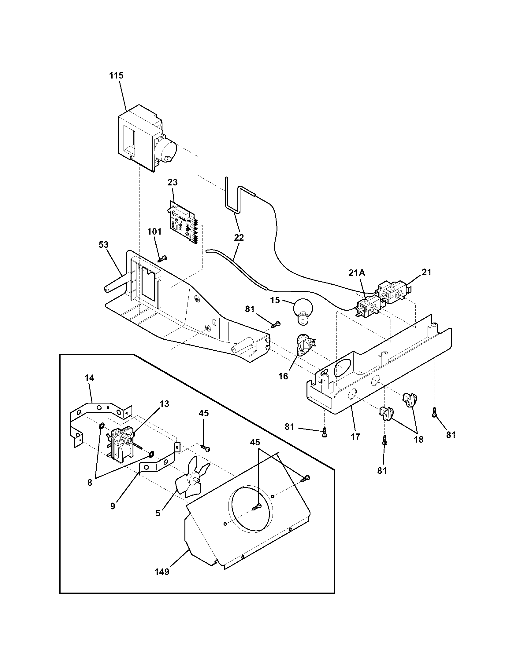 Frigidaire FRS23W3AWC controls diagram