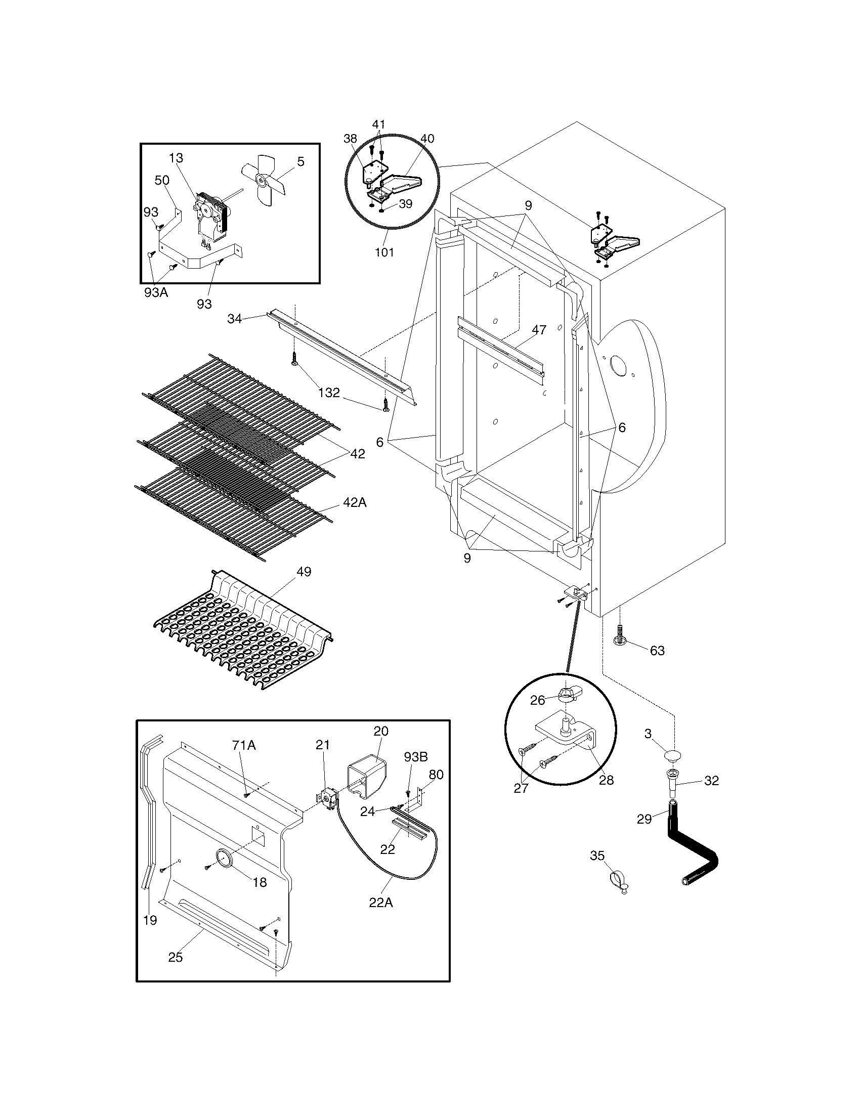 White-Westinghouse WFU14FC2CW1 cabinet diagram