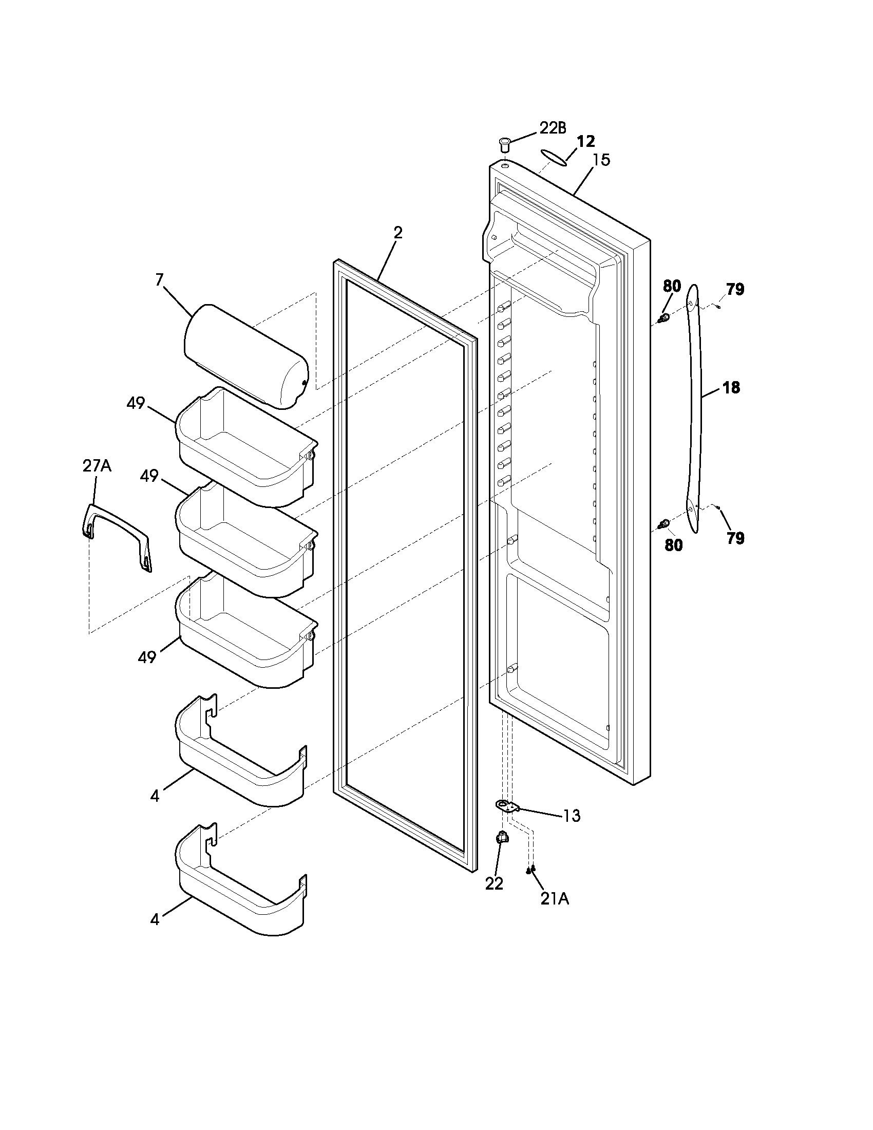 Frigidaire PLHS269ZDB0 refrigerator door diagram