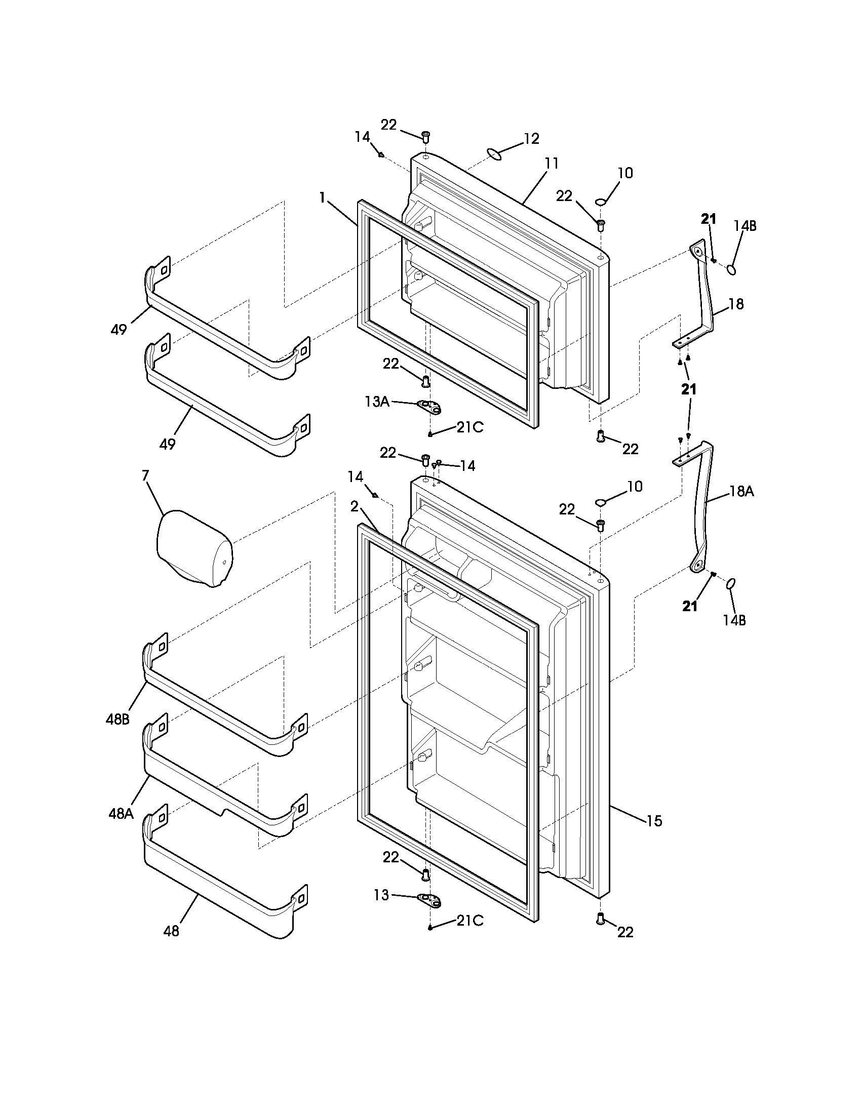 Frigidaire GLRT214TCB3 door diagram