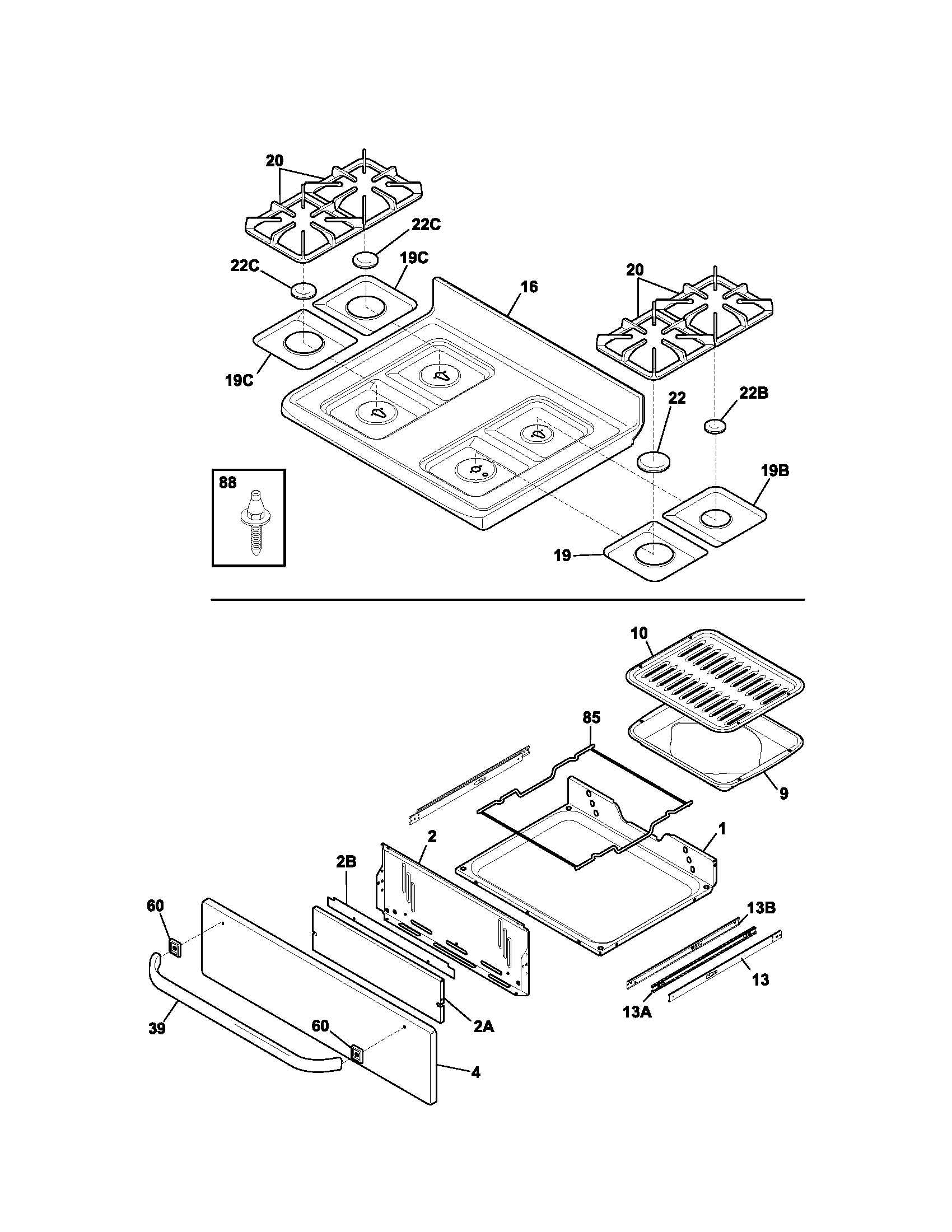 Kenmore 79071523401 top/drawer diagram